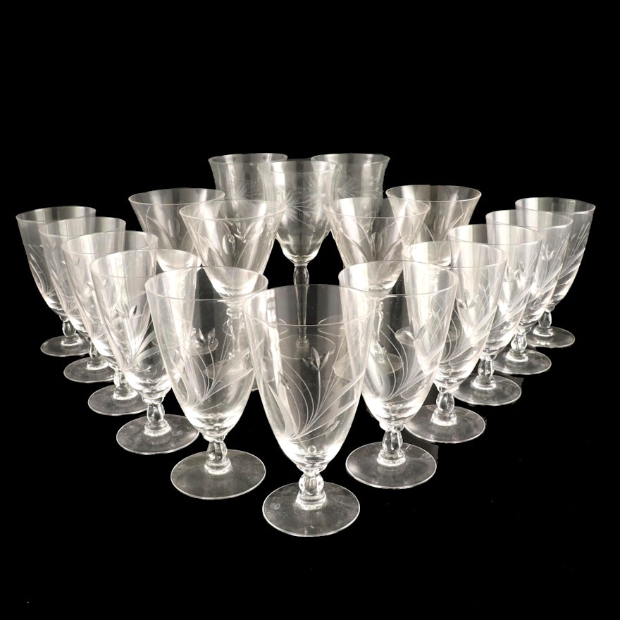 Fostoria "Spray" and Other Etched Glass Stemware, Mid-20th Century