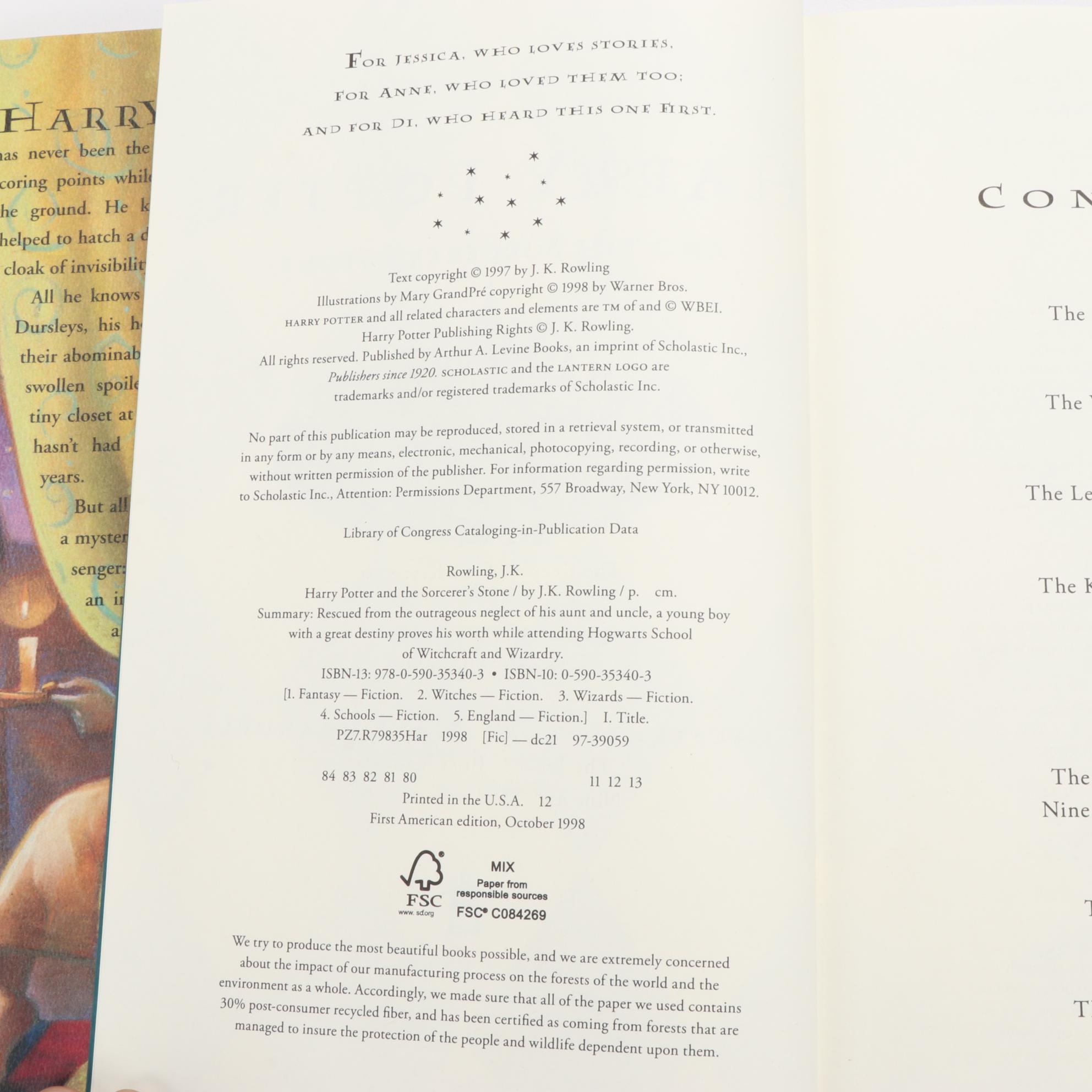 Complete First American Edition "Harry Potter" Series by J. K. Rowling