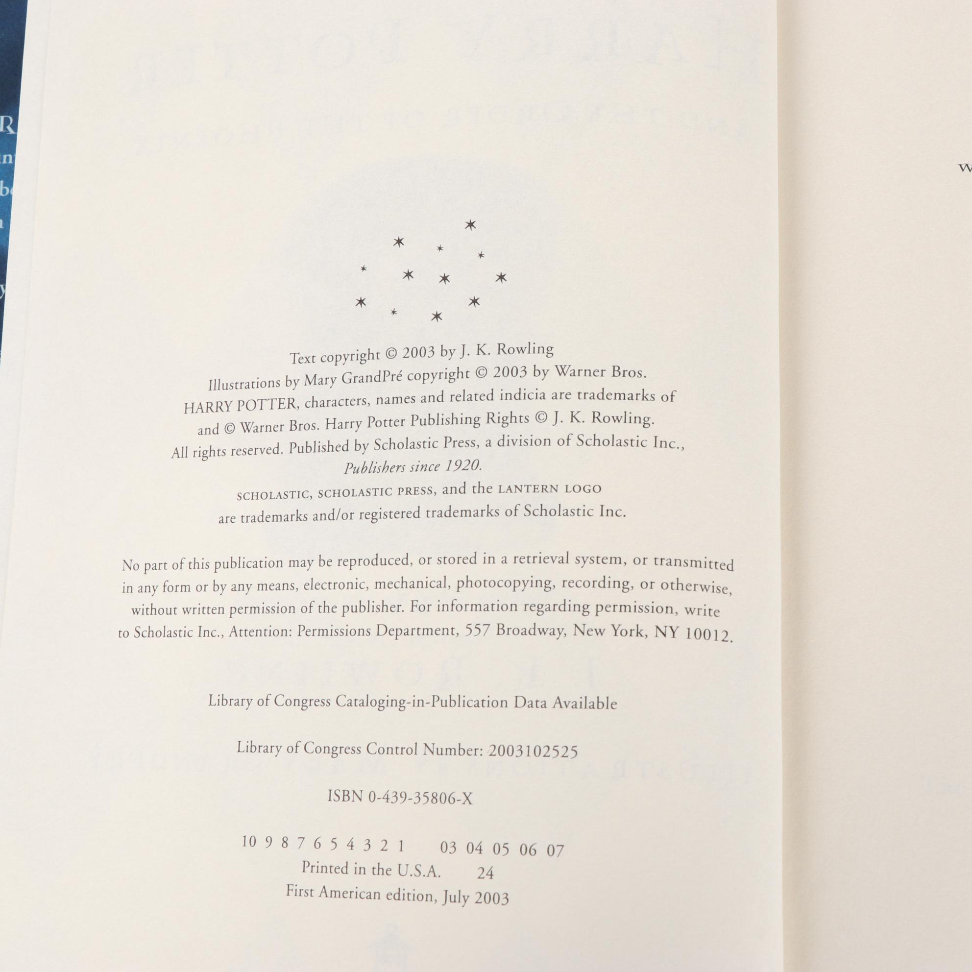 Complete First American Edition "Harry Potter" Series by J. K. Rowling