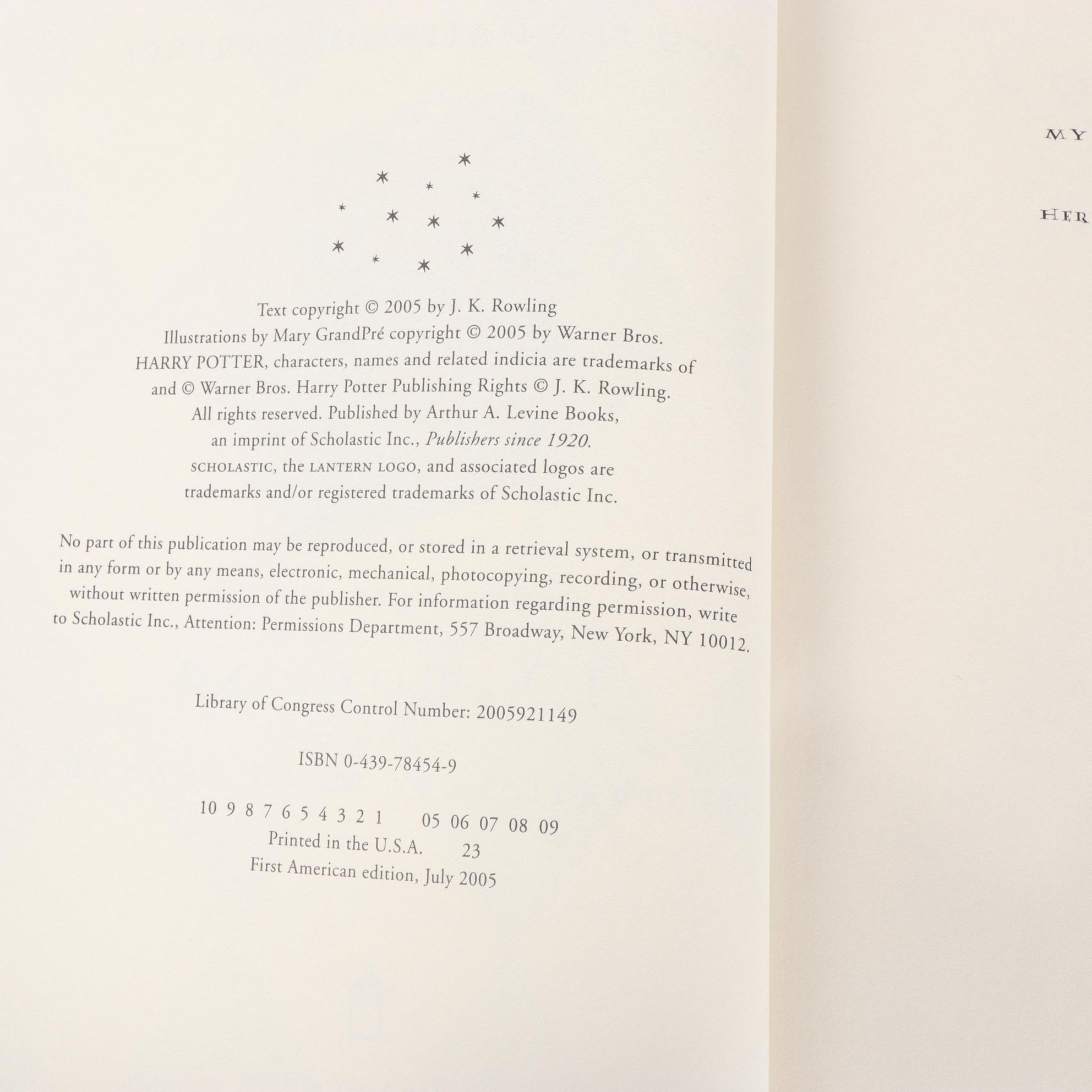 Complete First American Edition "Harry Potter" Series by J. K. Rowling