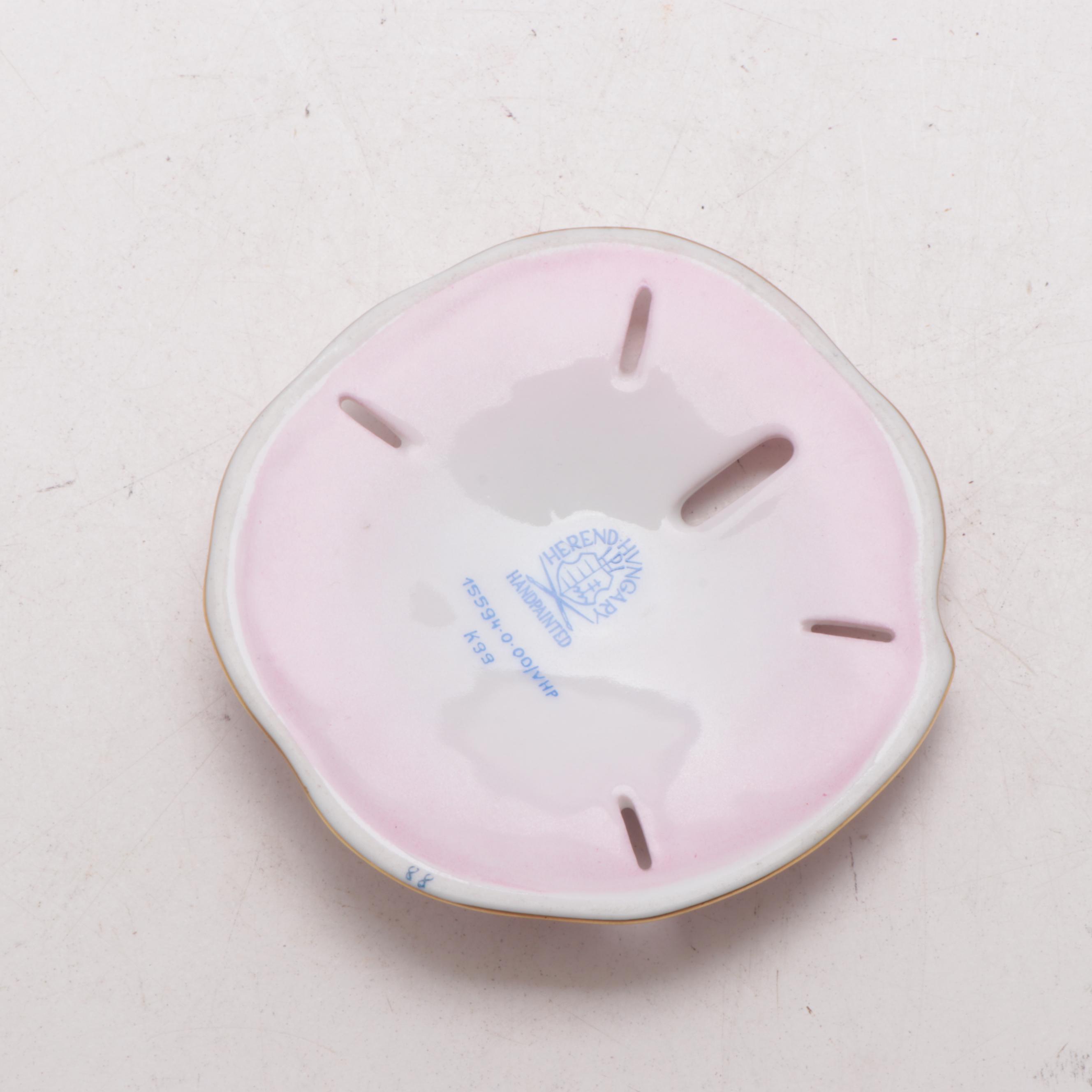 Herend Raspberry Fishnet "Sand Dollar" Porcelain Figurine, November 1999