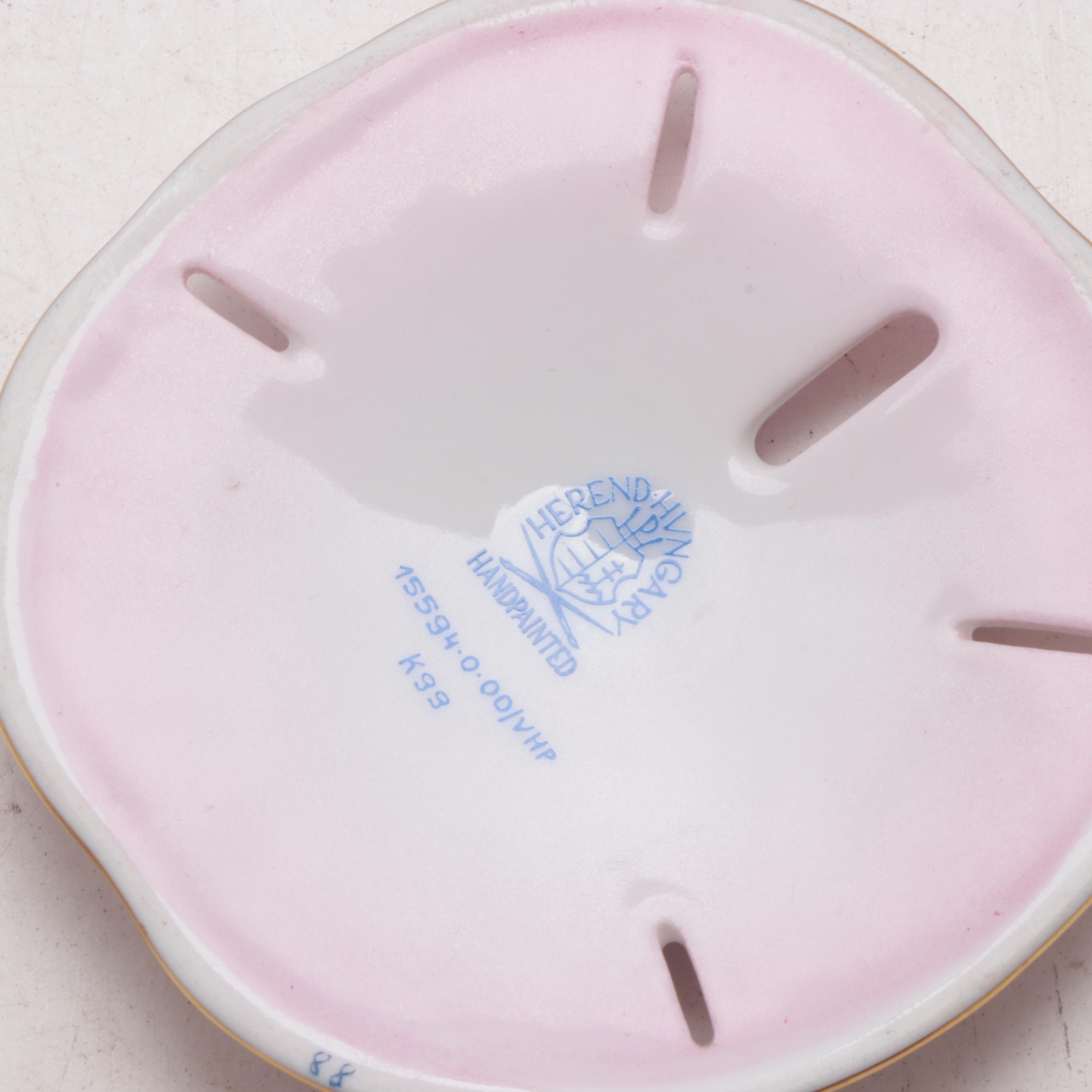 Herend Raspberry Fishnet "Sand Dollar" Porcelain Figurine, November 1999