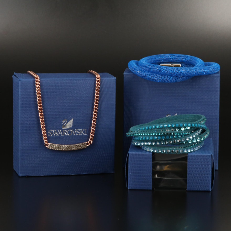 Swarovski Assortment Featuring Suede Wrap and "Stardust" Bracelets