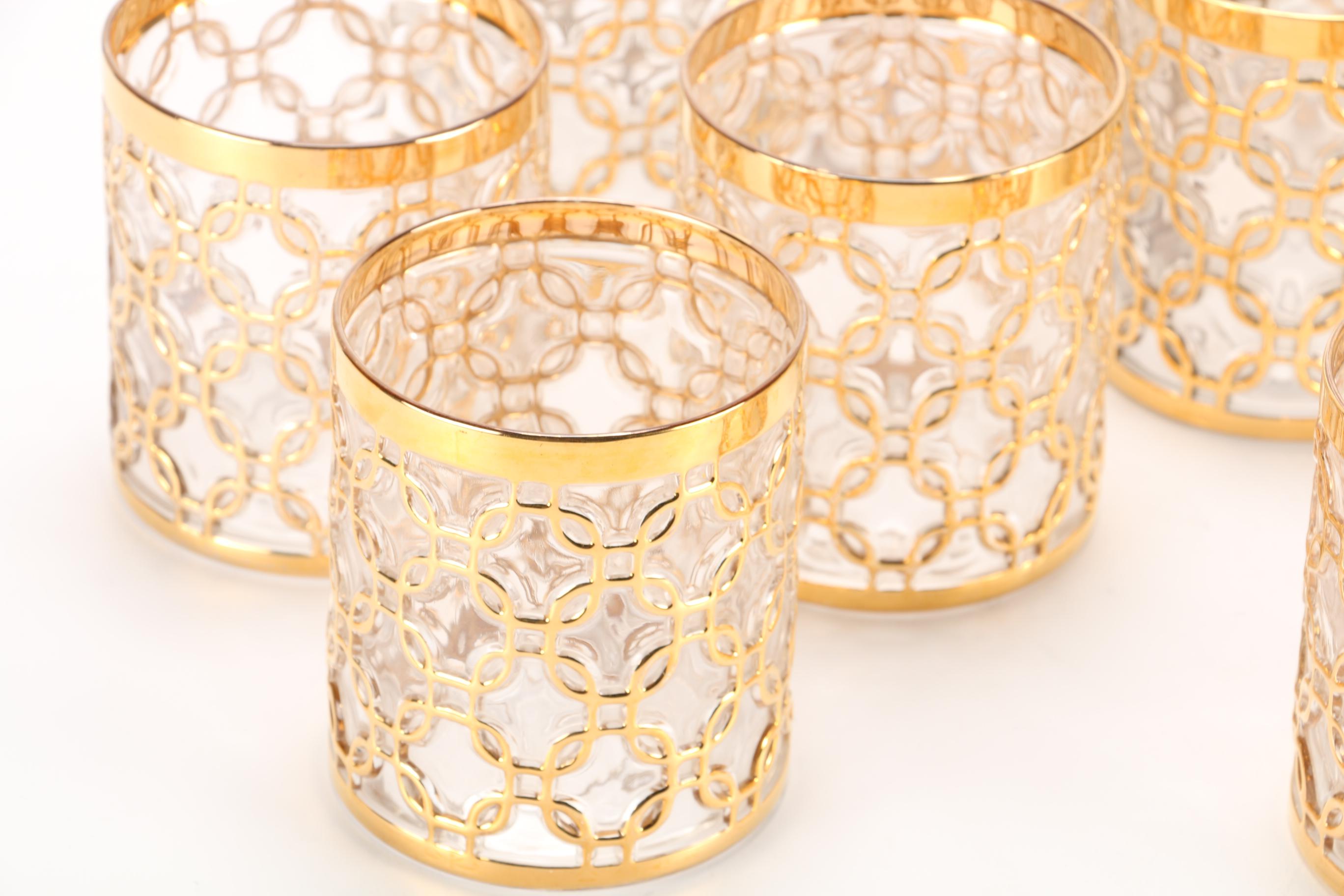 Imperial "Golden Chains" Double Old-Fashioned Glasses, 1960s