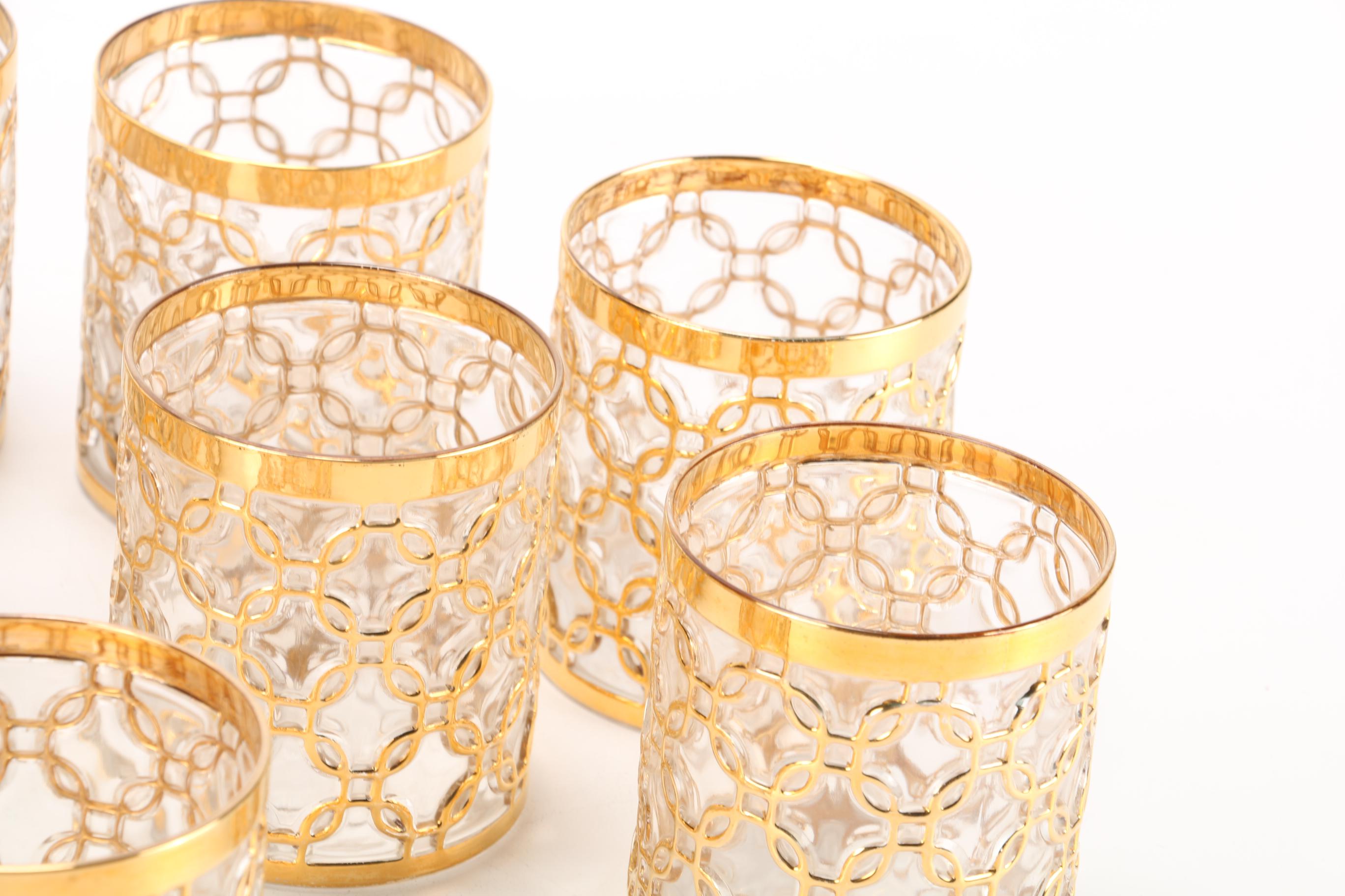 Imperial "Golden Chains" Double Old-Fashioned Glasses, 1960s