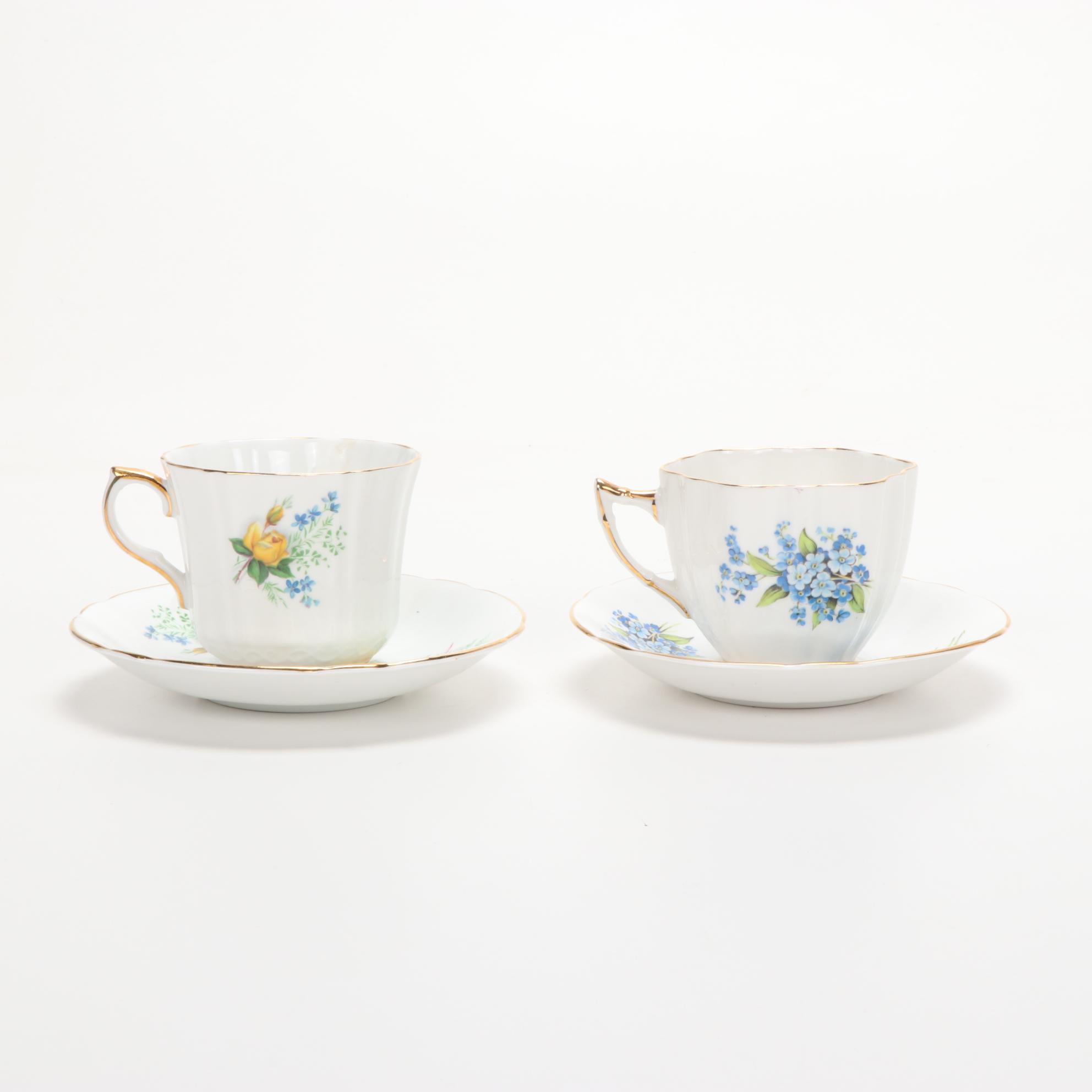 Rosenthal, Meissen, and More Bone China Teacups with Saucers, Vintage