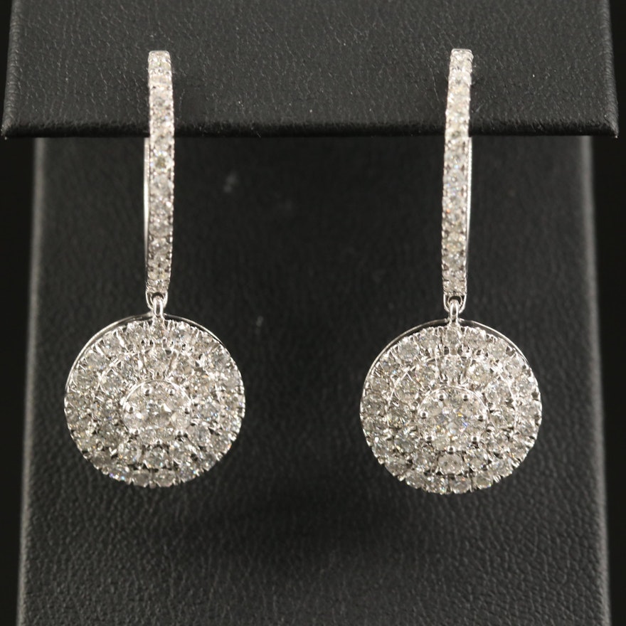 14K 3.02 CTW Diamond Huggie Drop Earrings