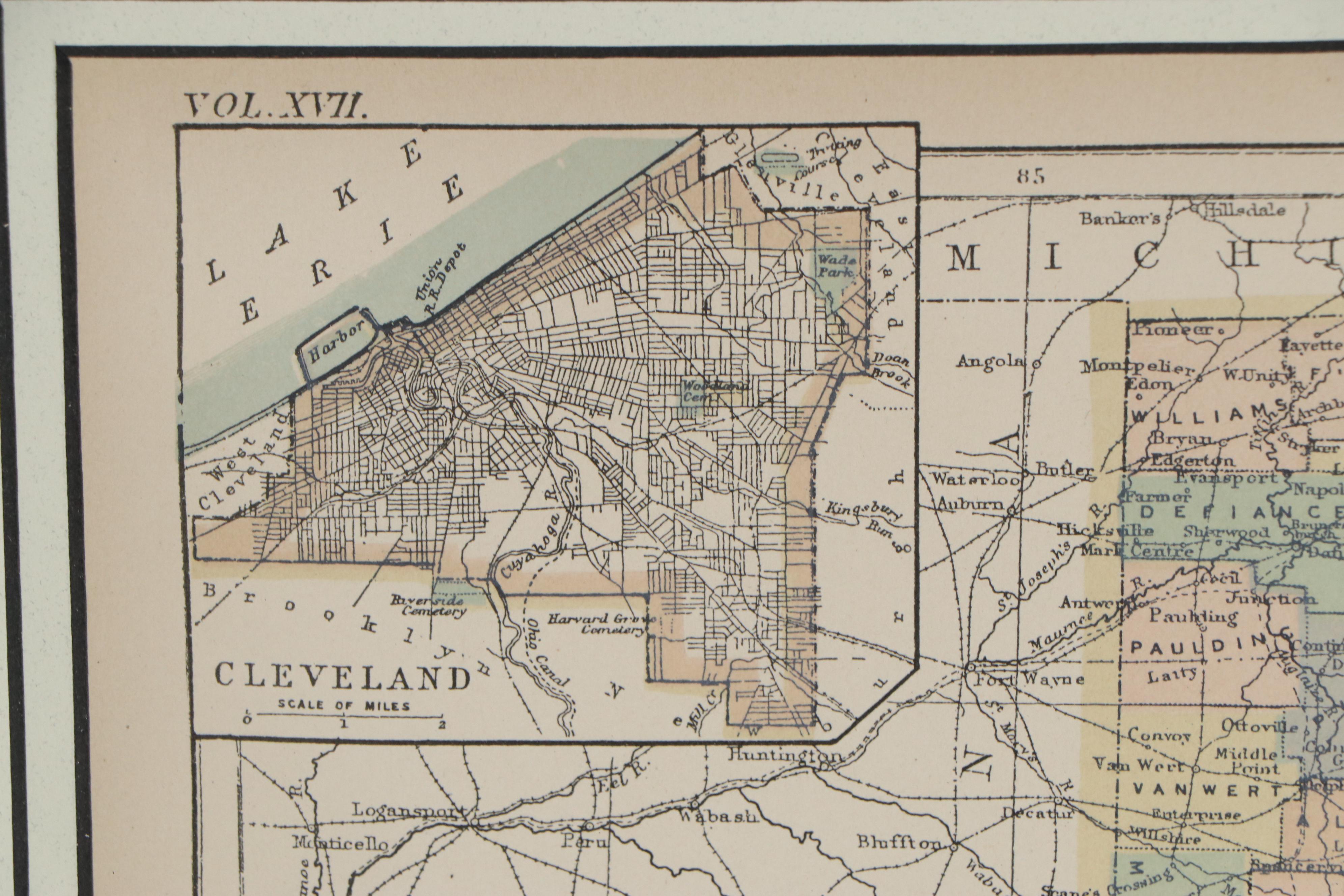 Encyclopaedia Britannica Engraved Map of Ohio, 1898