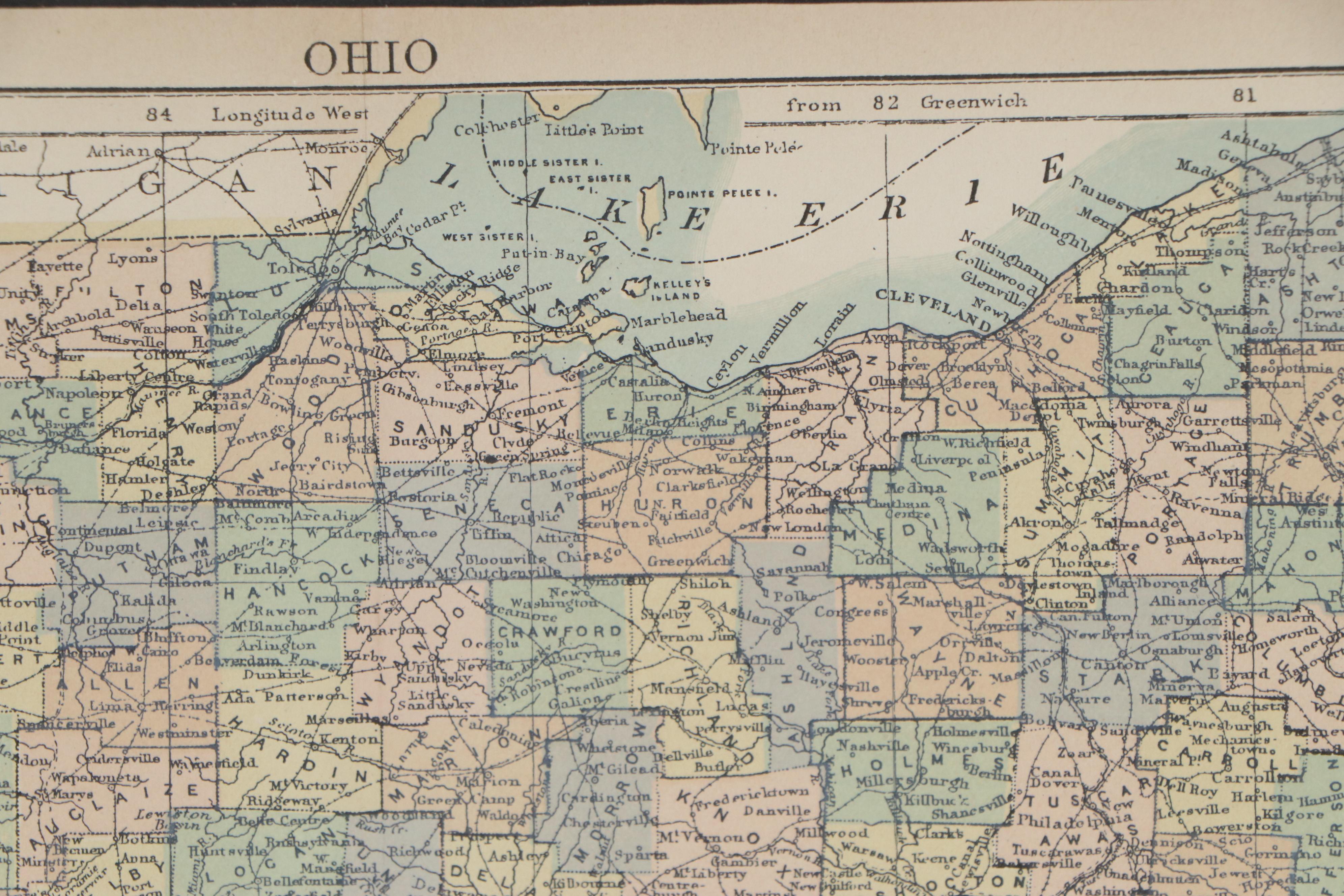 Encyclopaedia Britannica Engraved Map of Ohio, 1898