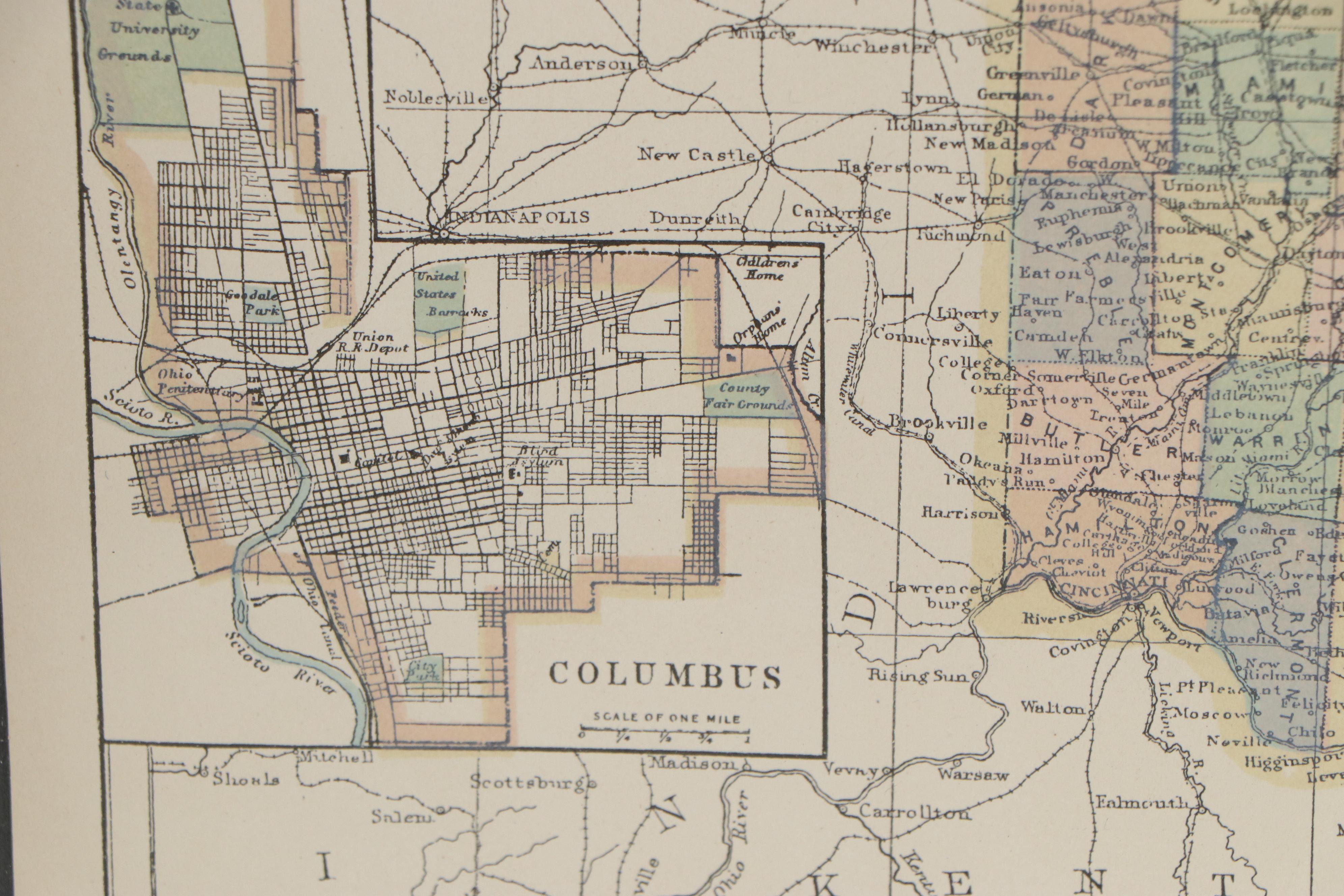 Encyclopaedia Britannica Engraved Map of Ohio, 1898