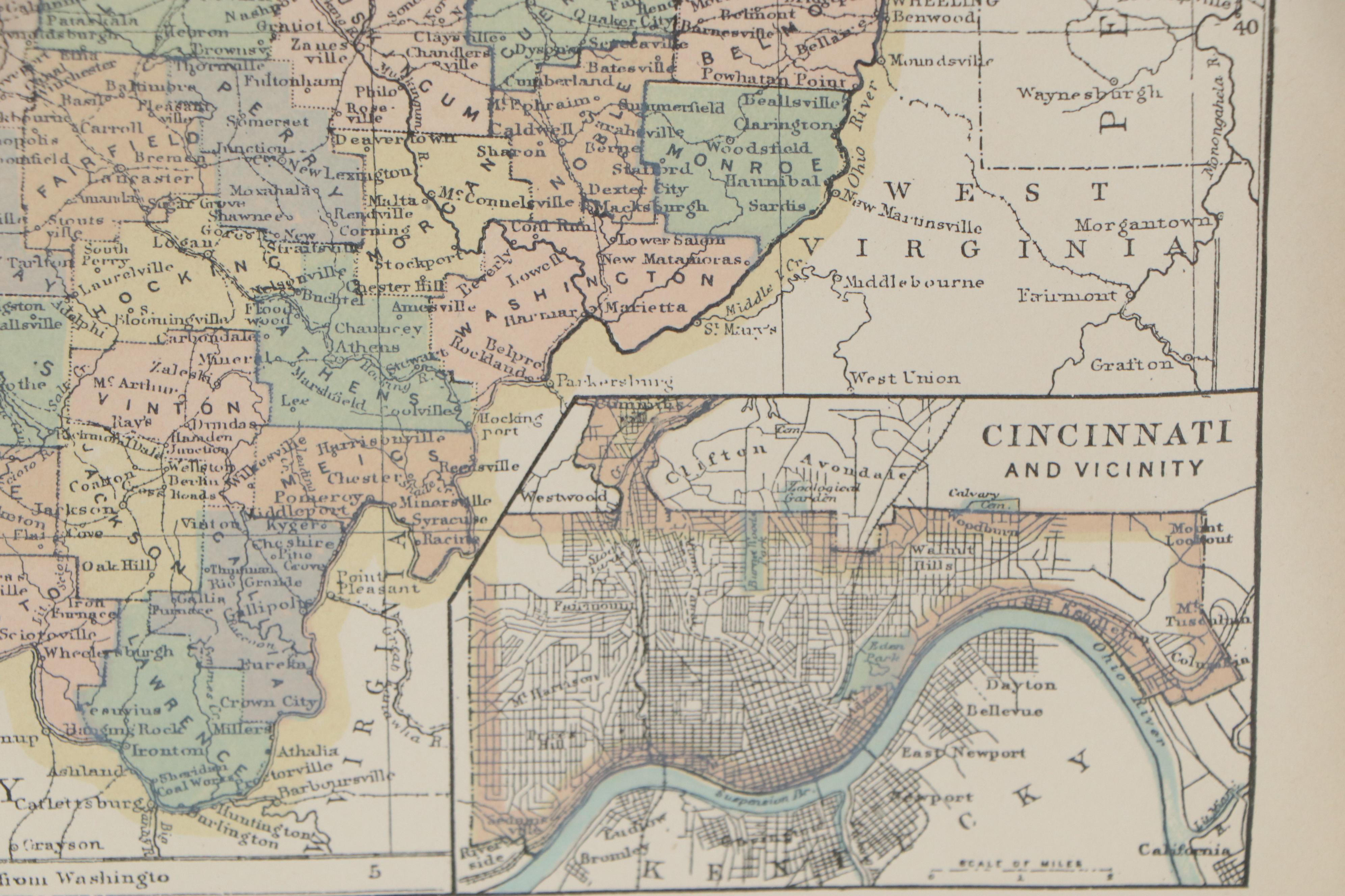 Encyclopaedia Britannica Engraved Map of Ohio, 1898