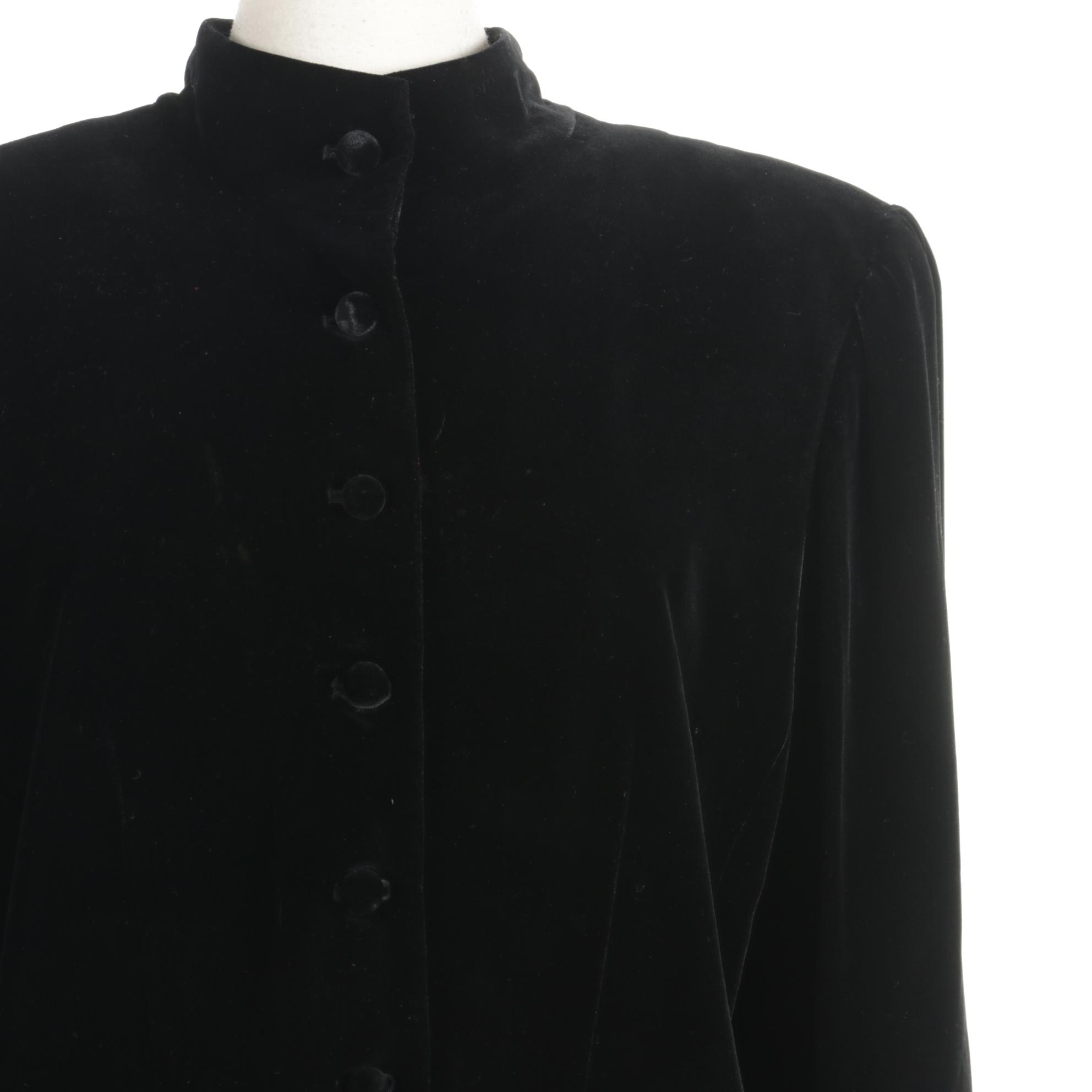 Emanuel by Emanuel Ungaro Black Velvet Button-Front Jacket