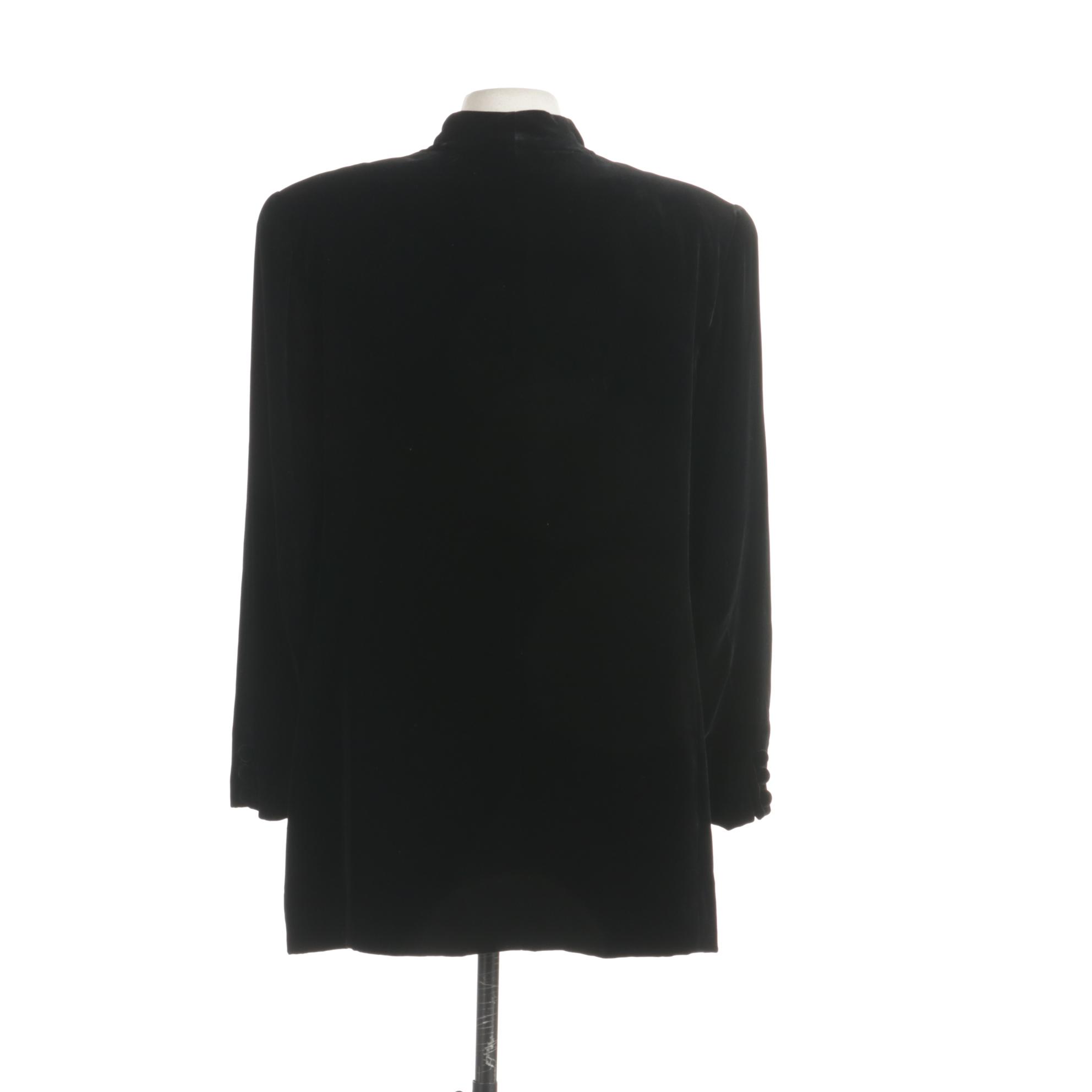 Emanuel by Emanuel Ungaro Black Velvet Button-Front Jacket