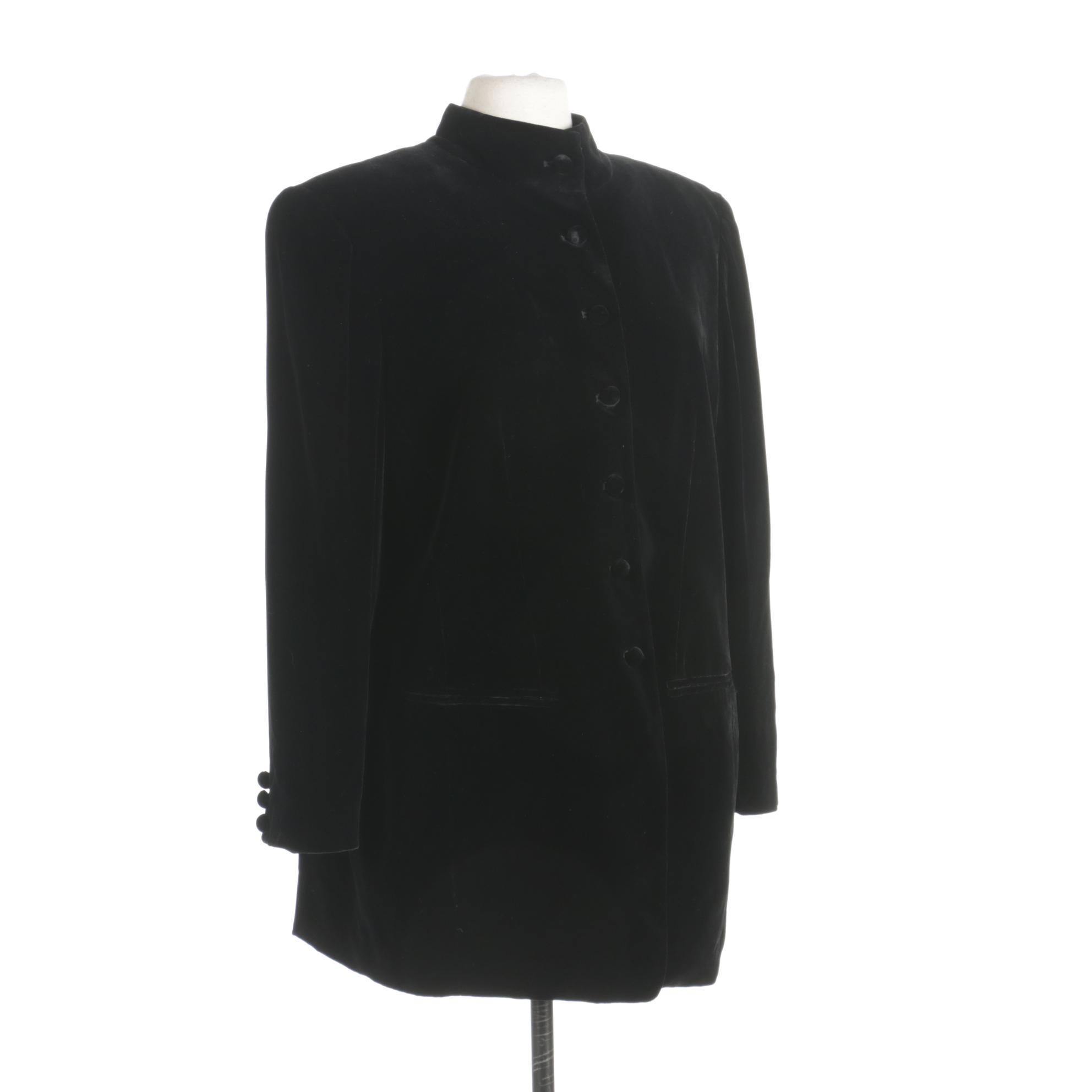 Emanuel by Emanuel Ungaro Black Velvet Button-Front Jacket
