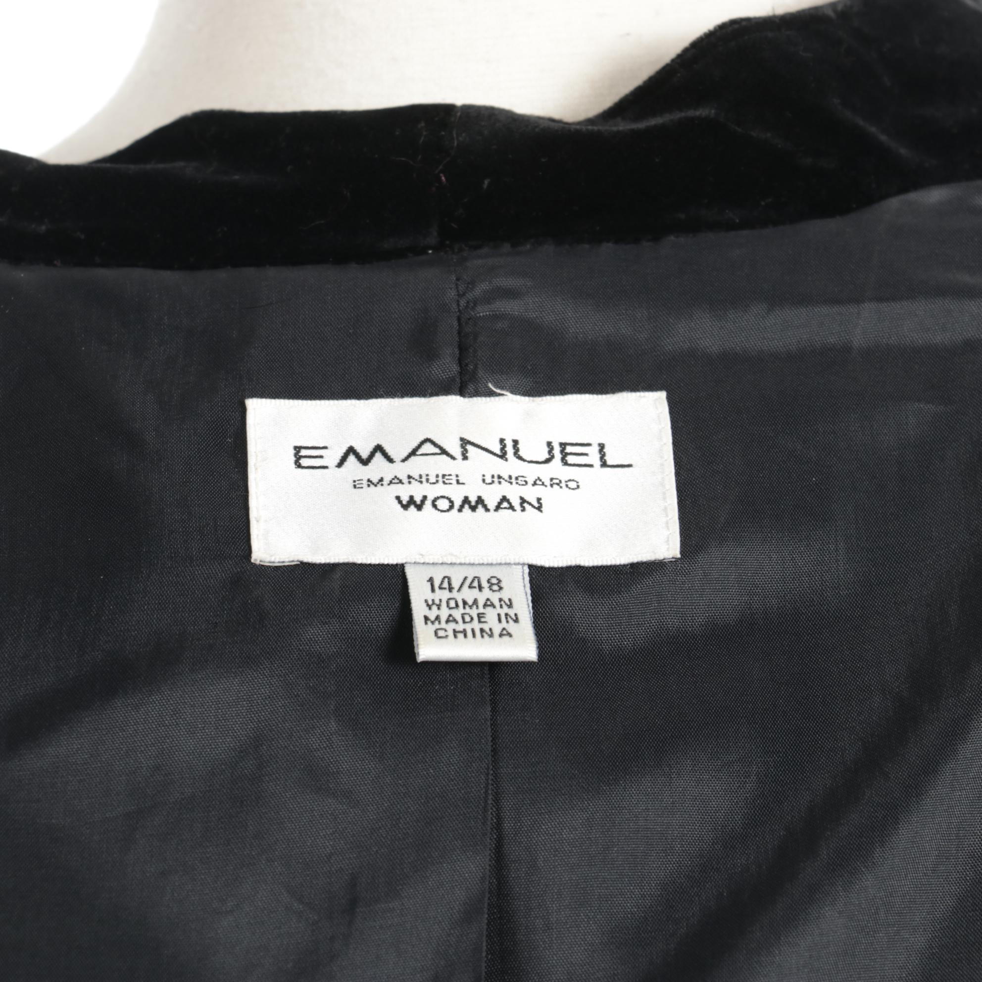 Emanuel by Emanuel Ungaro Black Velvet Button-Front Jacket