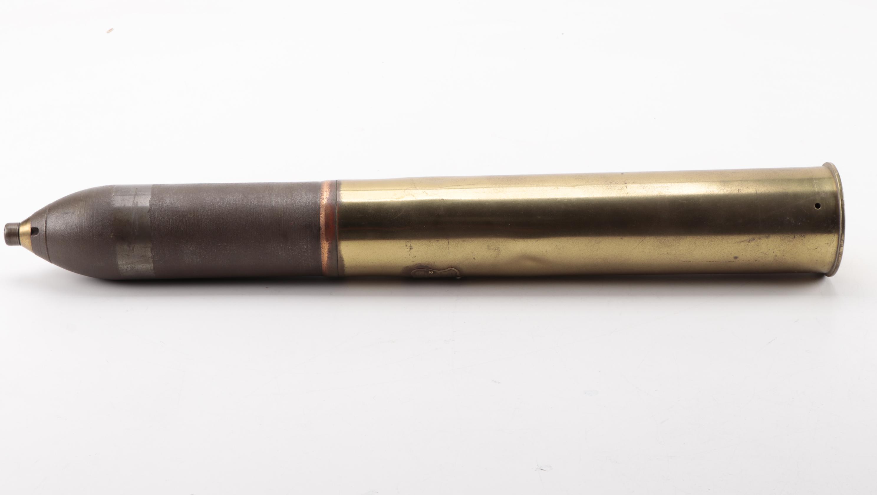 American Can Co. WWI Era 75 MM Artillery Shell Casing, Brass Plaque, circa 1917
