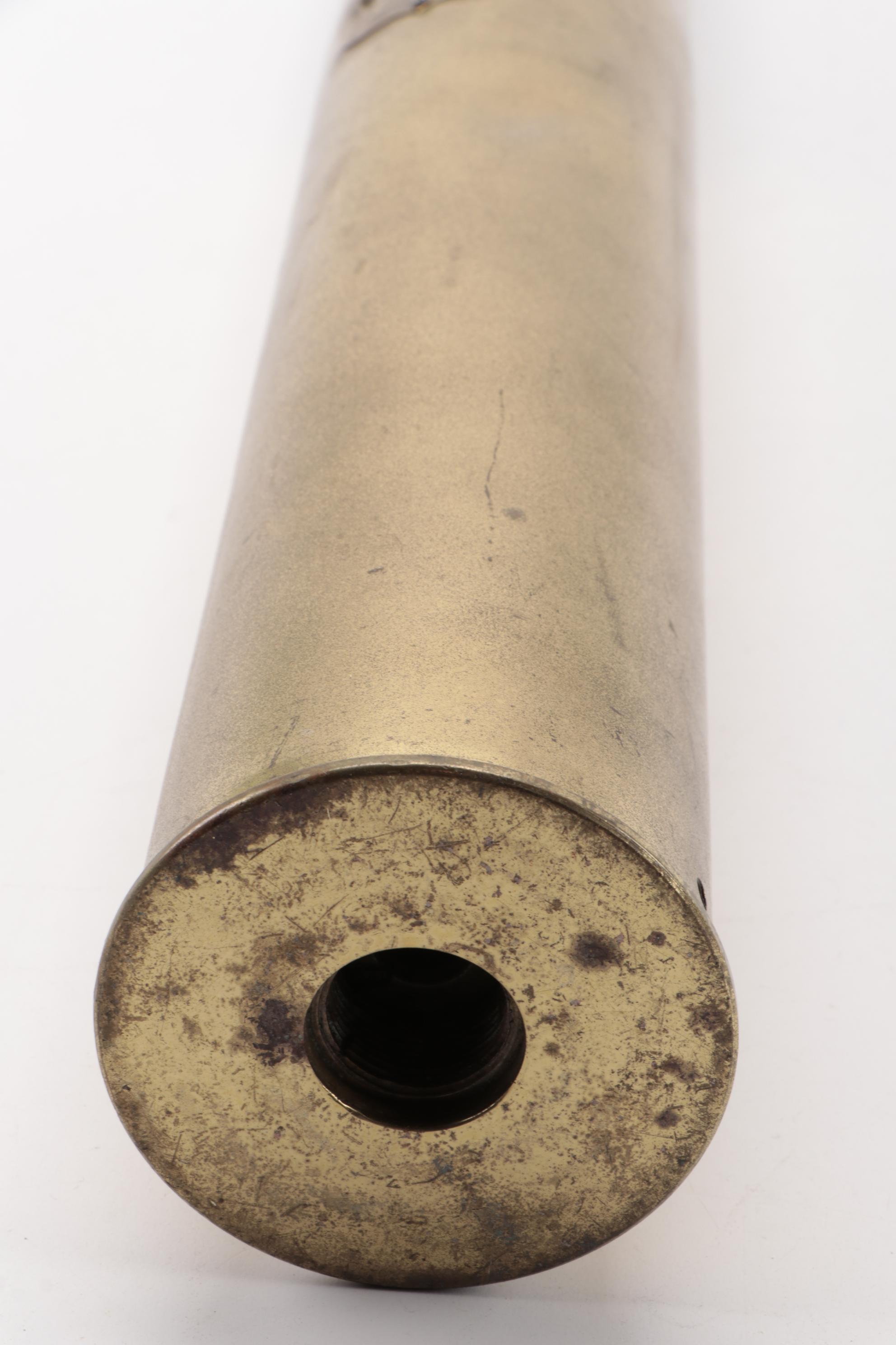 American Can Co. WWI Era 75 MM Artillery Shell Casing, Brass Plaque, circa 1917