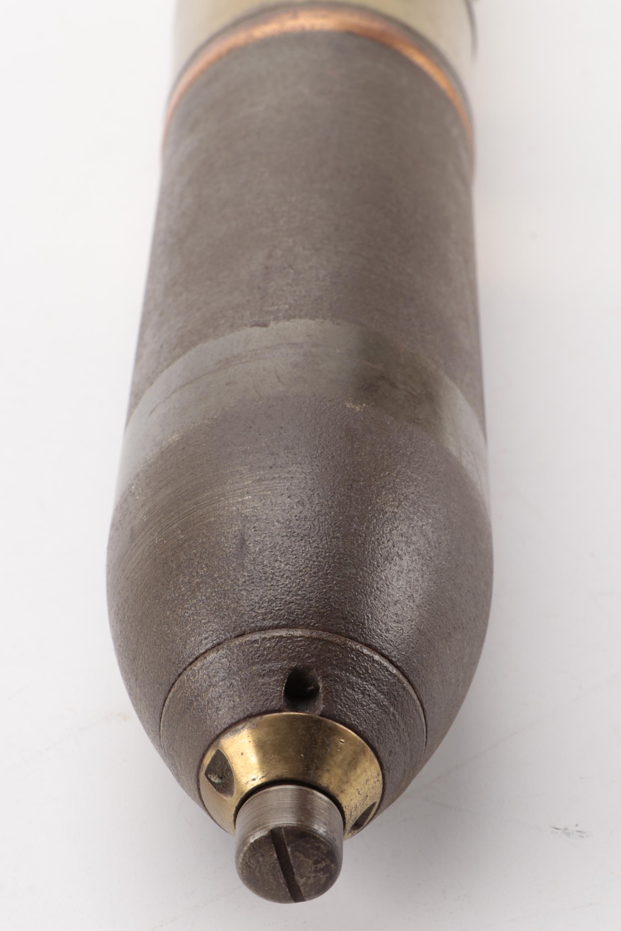 American Can Co. WWI Era 75 MM Artillery Shell Casing, Brass Plaque, circa 1917