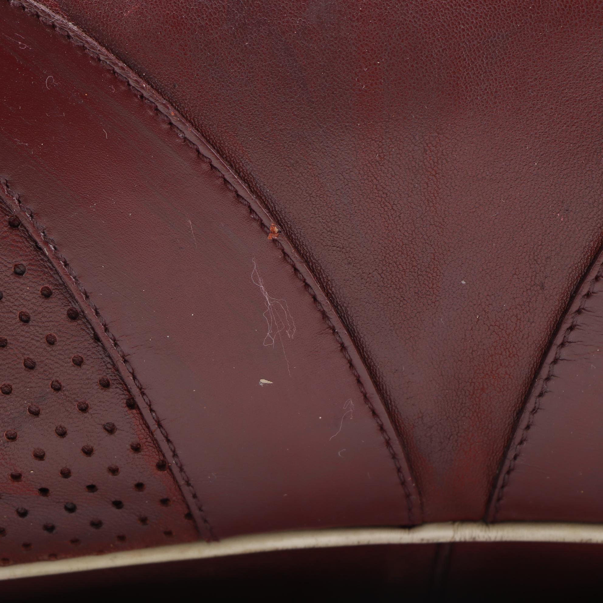 Modified Prada Bowling Bag in Maroon Leather with White Leather Piping