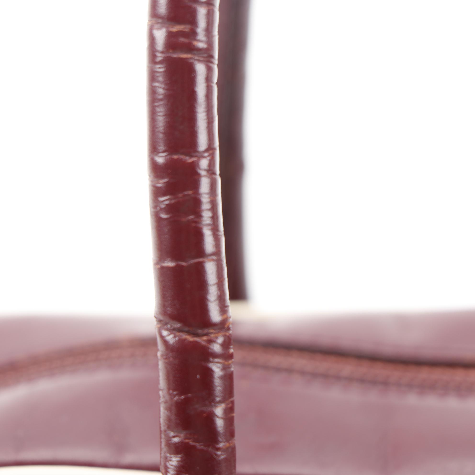 Modified Prada Bowling Bag in Maroon Leather with White Leather Piping