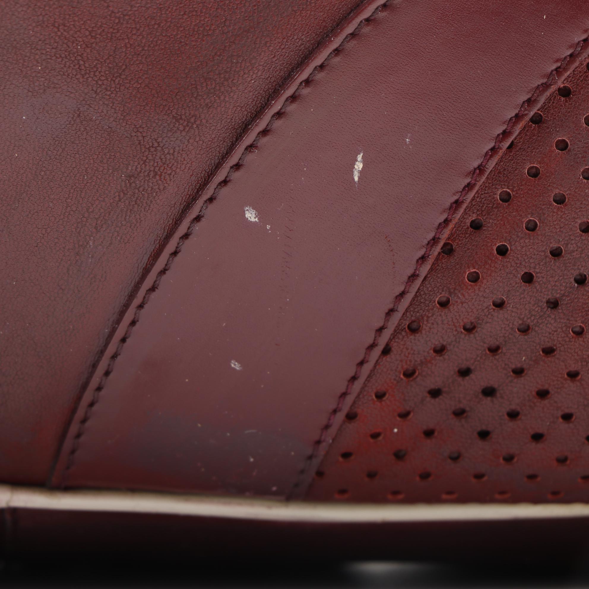 Modified Prada Bowling Bag in Maroon Leather with White Leather Piping