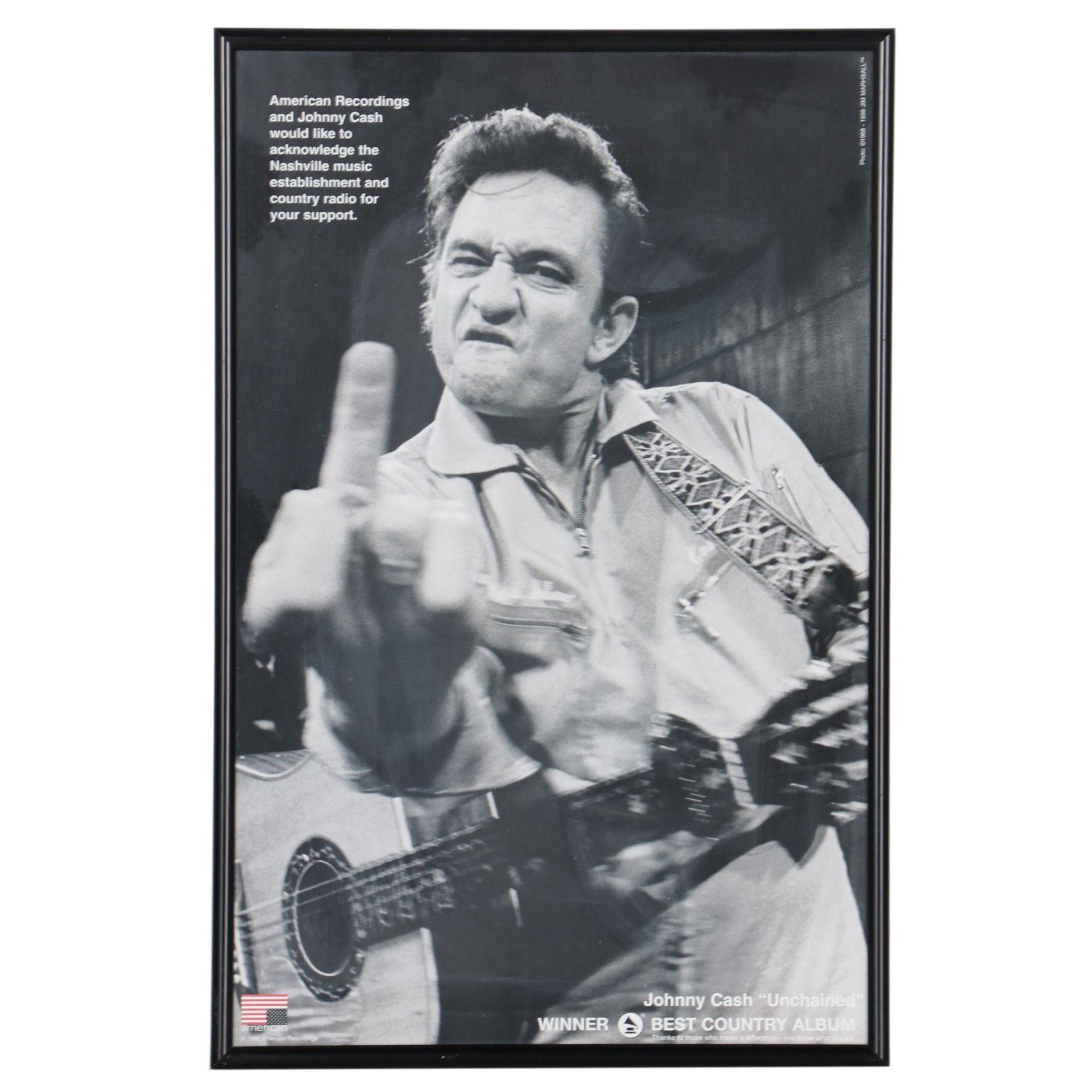 Offset Lithograph Poster of Johnny Cash after Jim Marshall Photograph