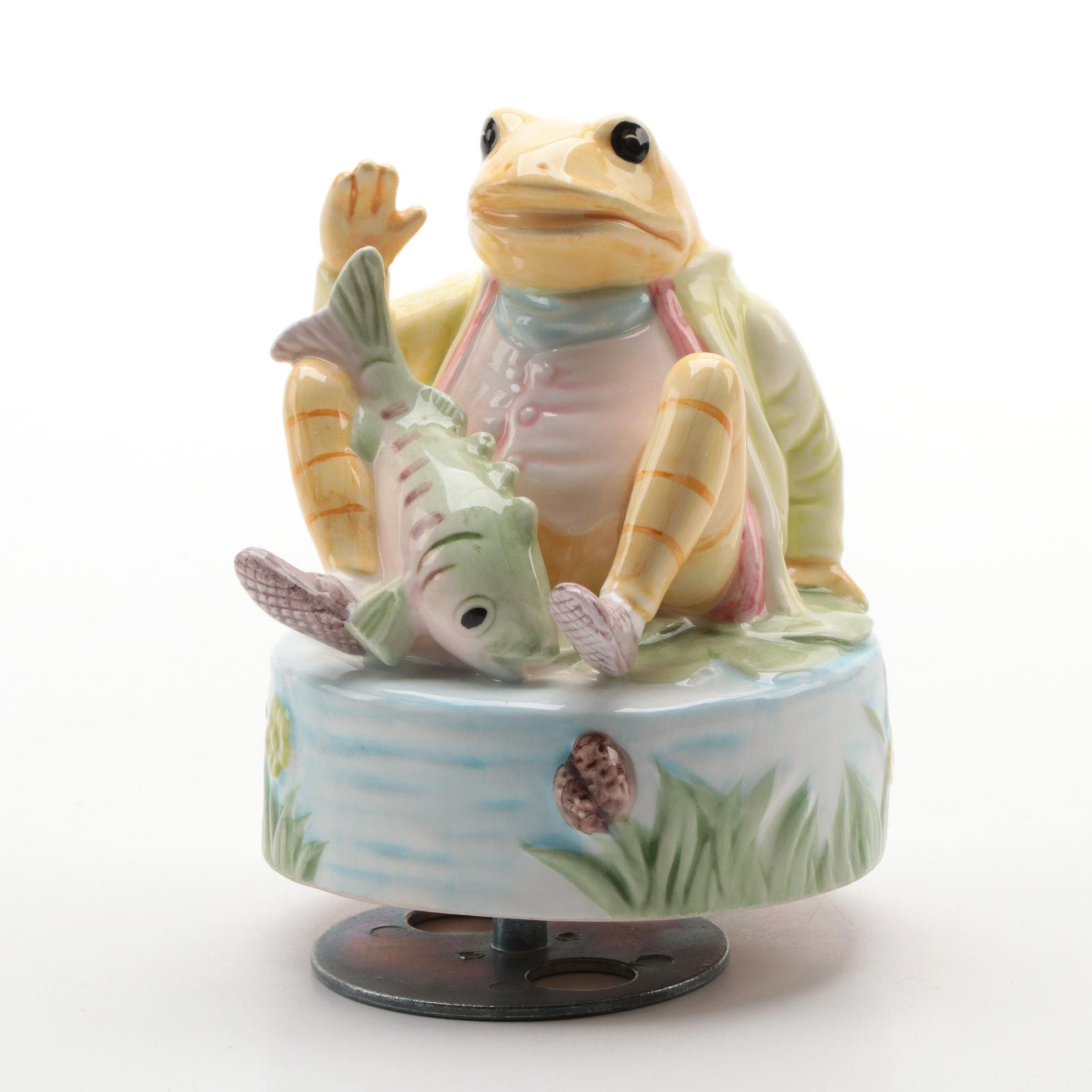 Schmid "Beatrix Potter" Mr. Jeremy Fisher Ceramic Music Box