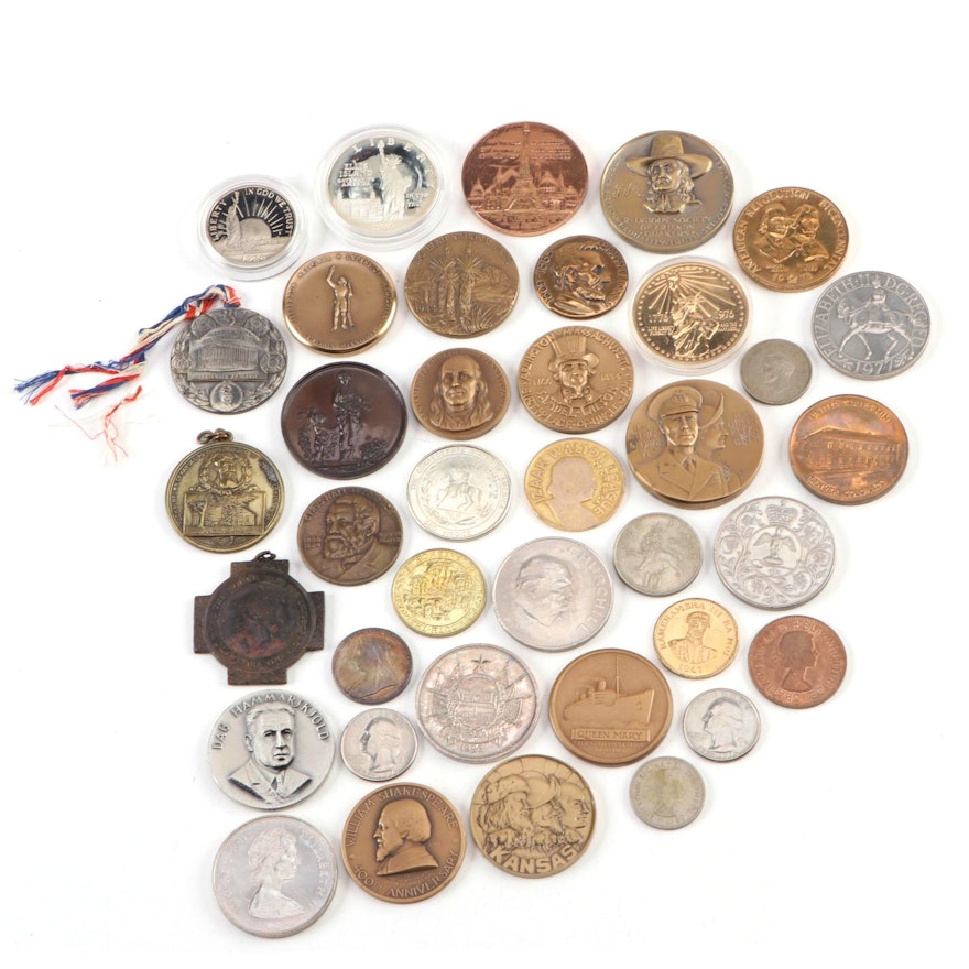 Collection of Commemorative Medals, Tokens, and Coins