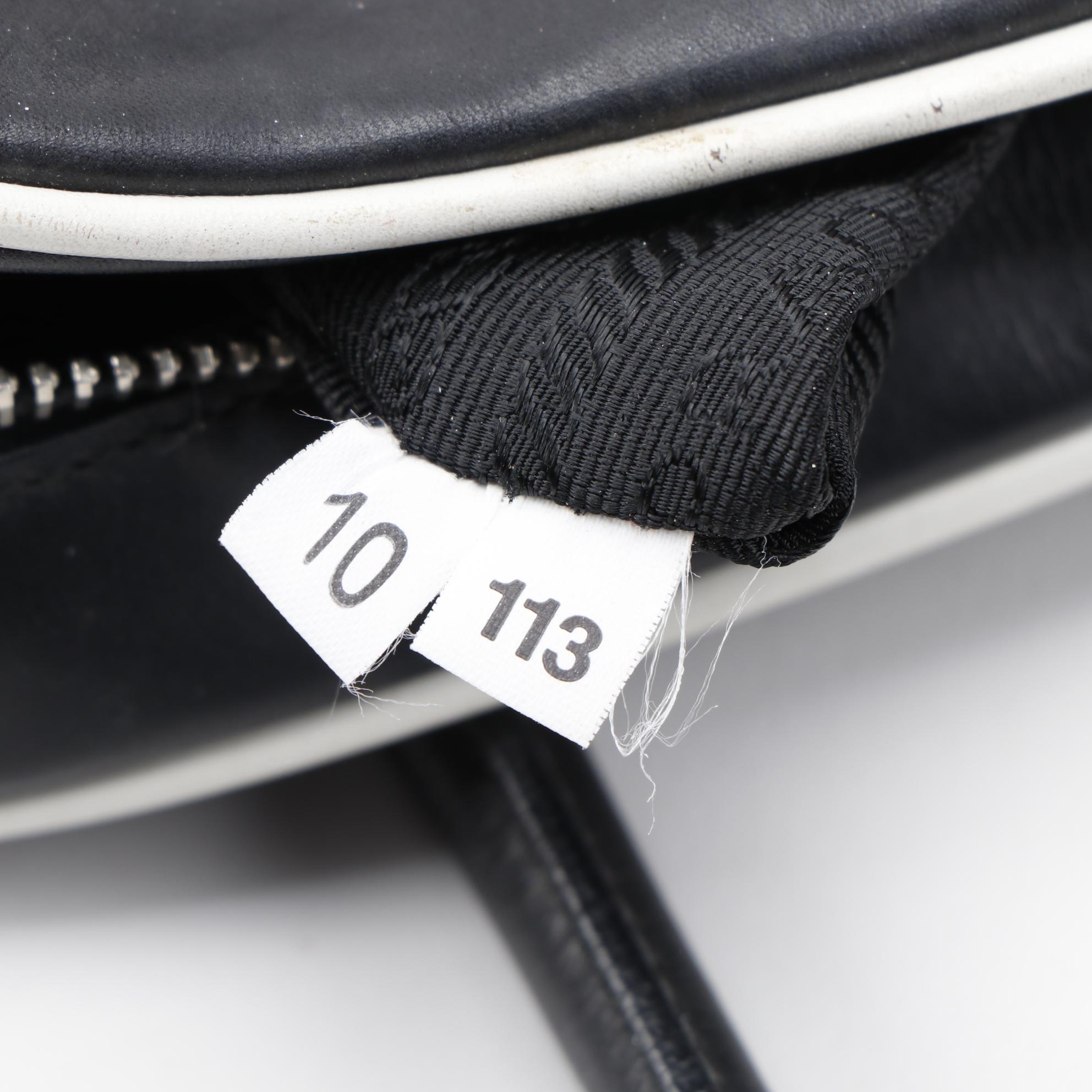 Prada Black and White Leather Bowler Shoulder Bag