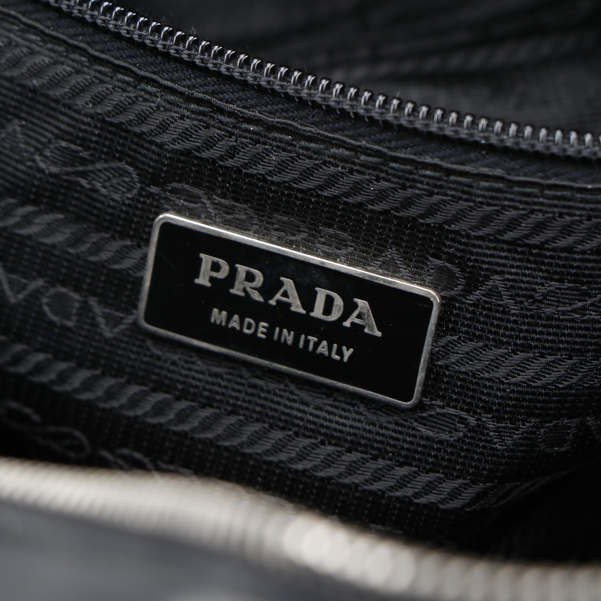 Prada Black and White Leather Bowler Shoulder Bag