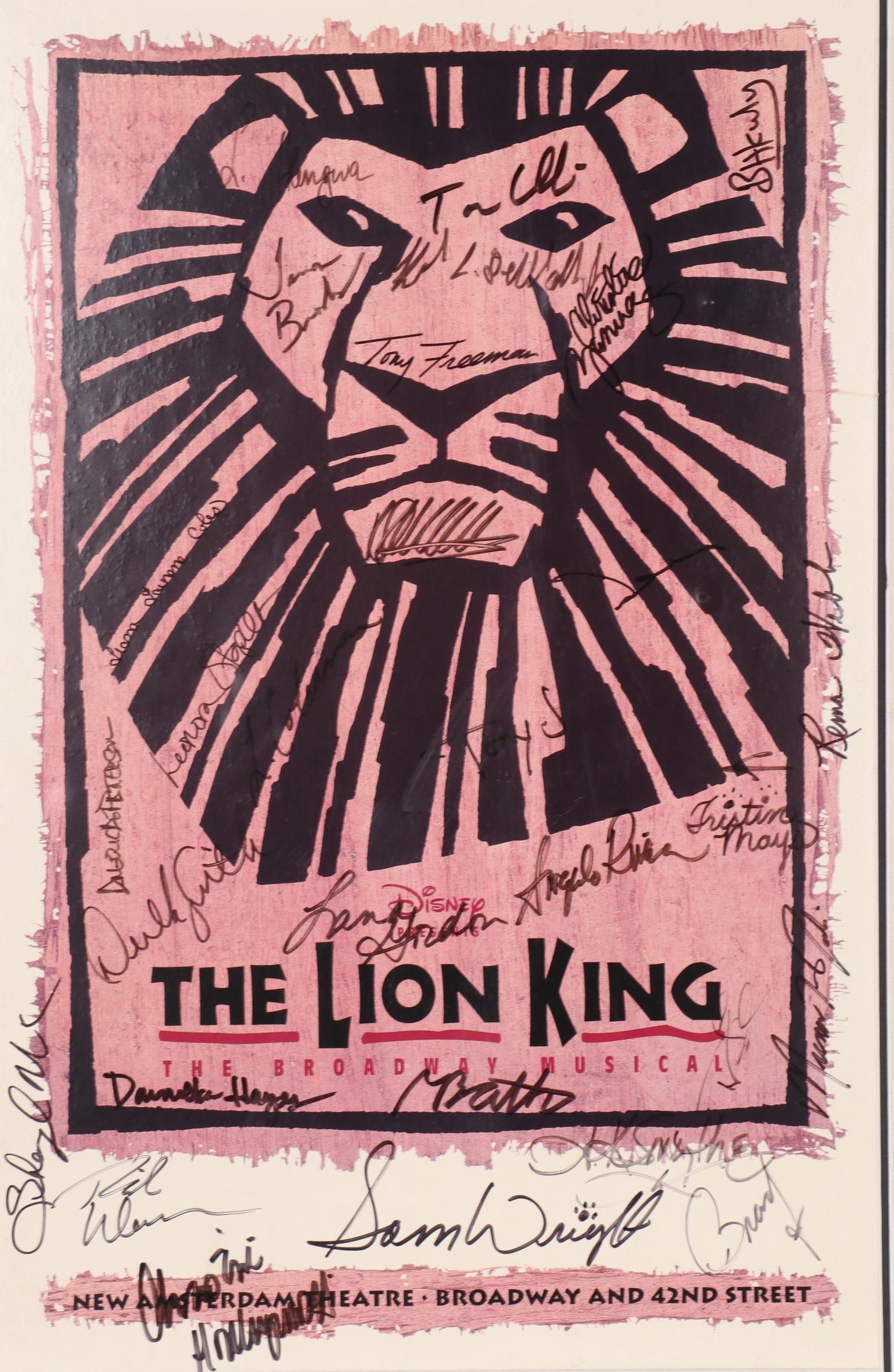 Autographed Promotional Poster for Broadway Production of "The Lion King"
