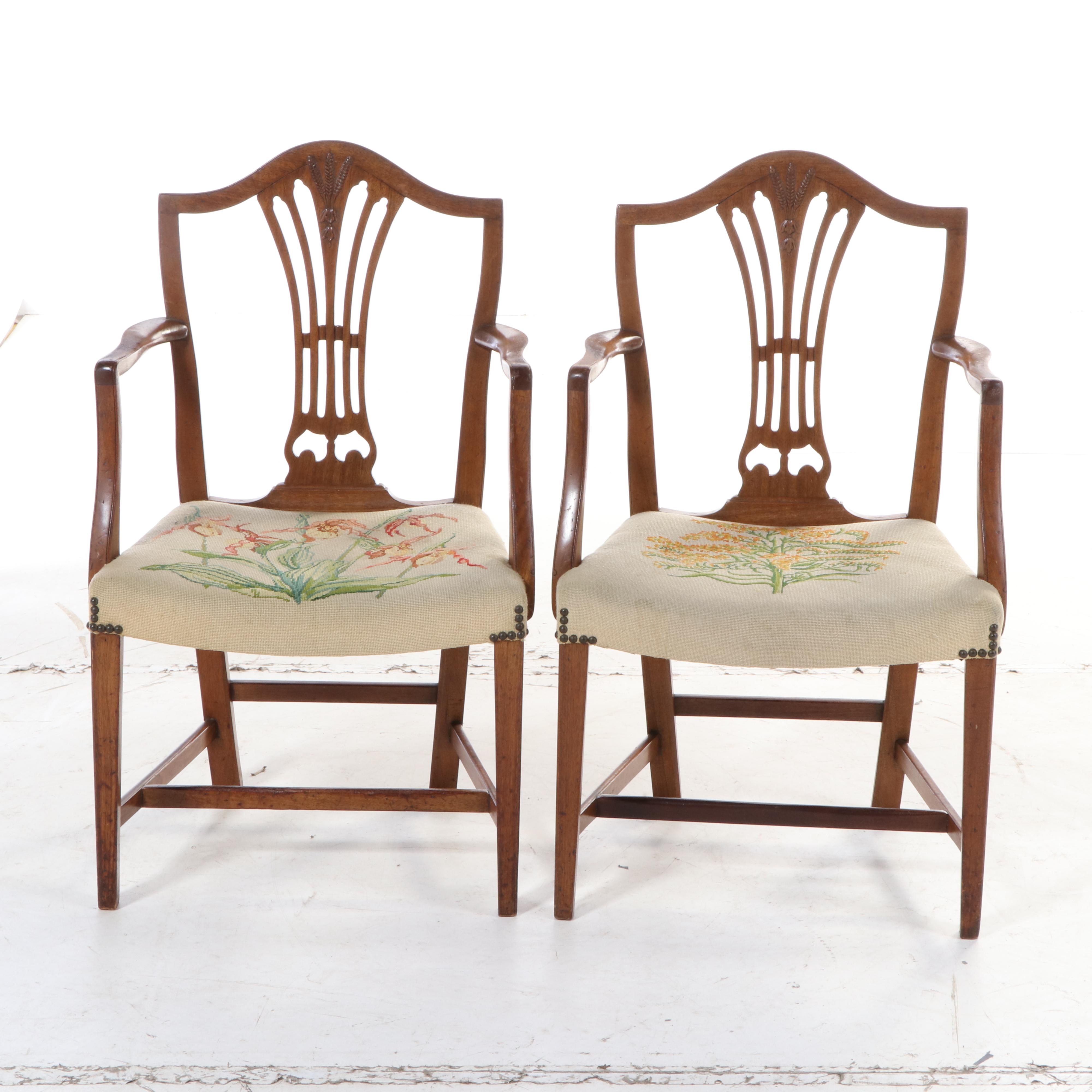 Hepplewhite Style Mahogany Dining Chairs, Mid 20th Century