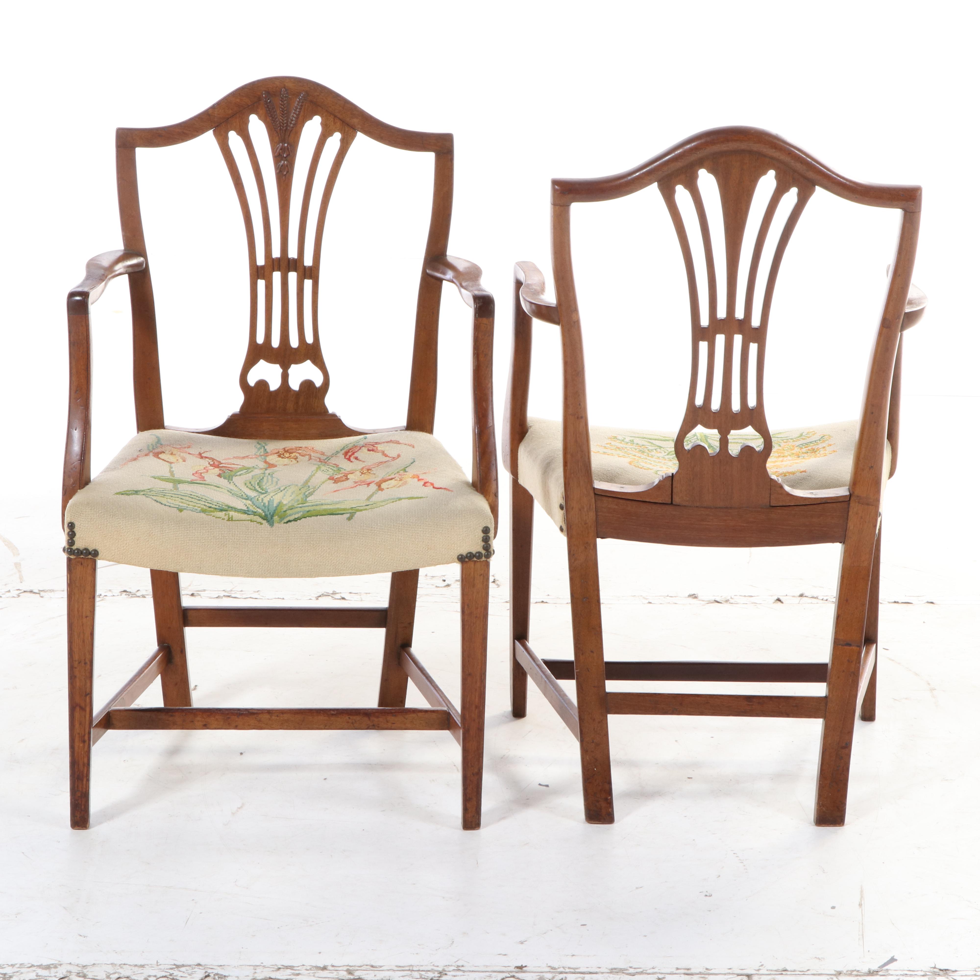 Hepplewhite Style Mahogany Dining Chairs, Mid 20th Century