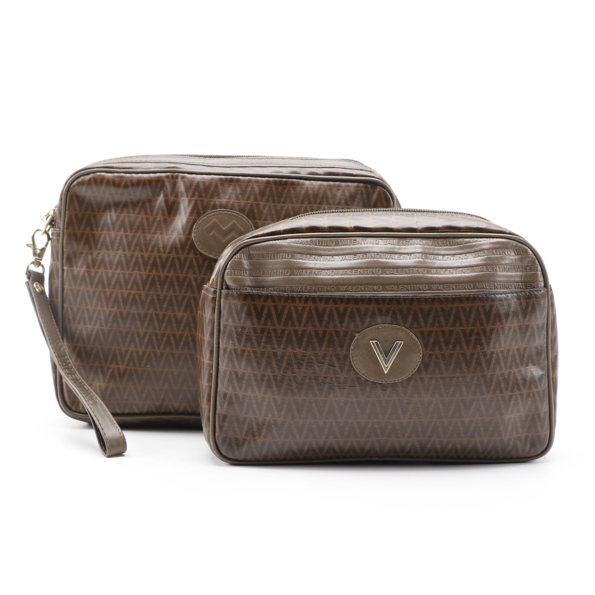 Valentino Toiletry Bag and Accessory Pouch in Signature Monogram Vinyl
