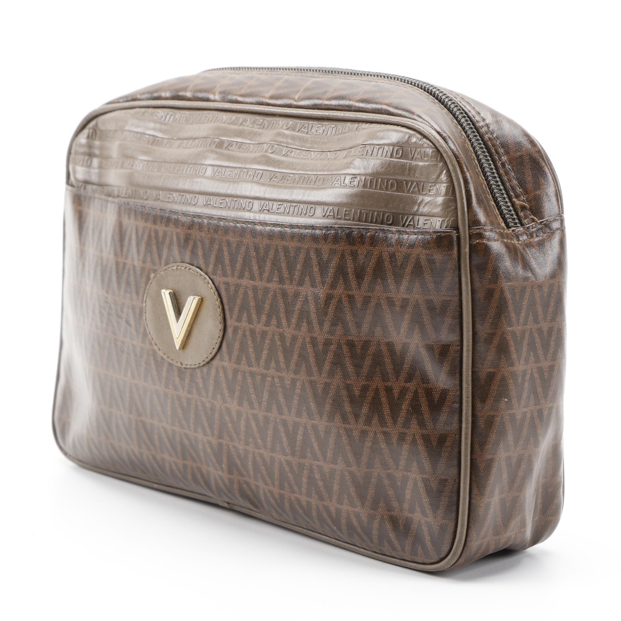 Valentino Toiletry Bag and Accessory Pouch in Signature Monogram Vinyl