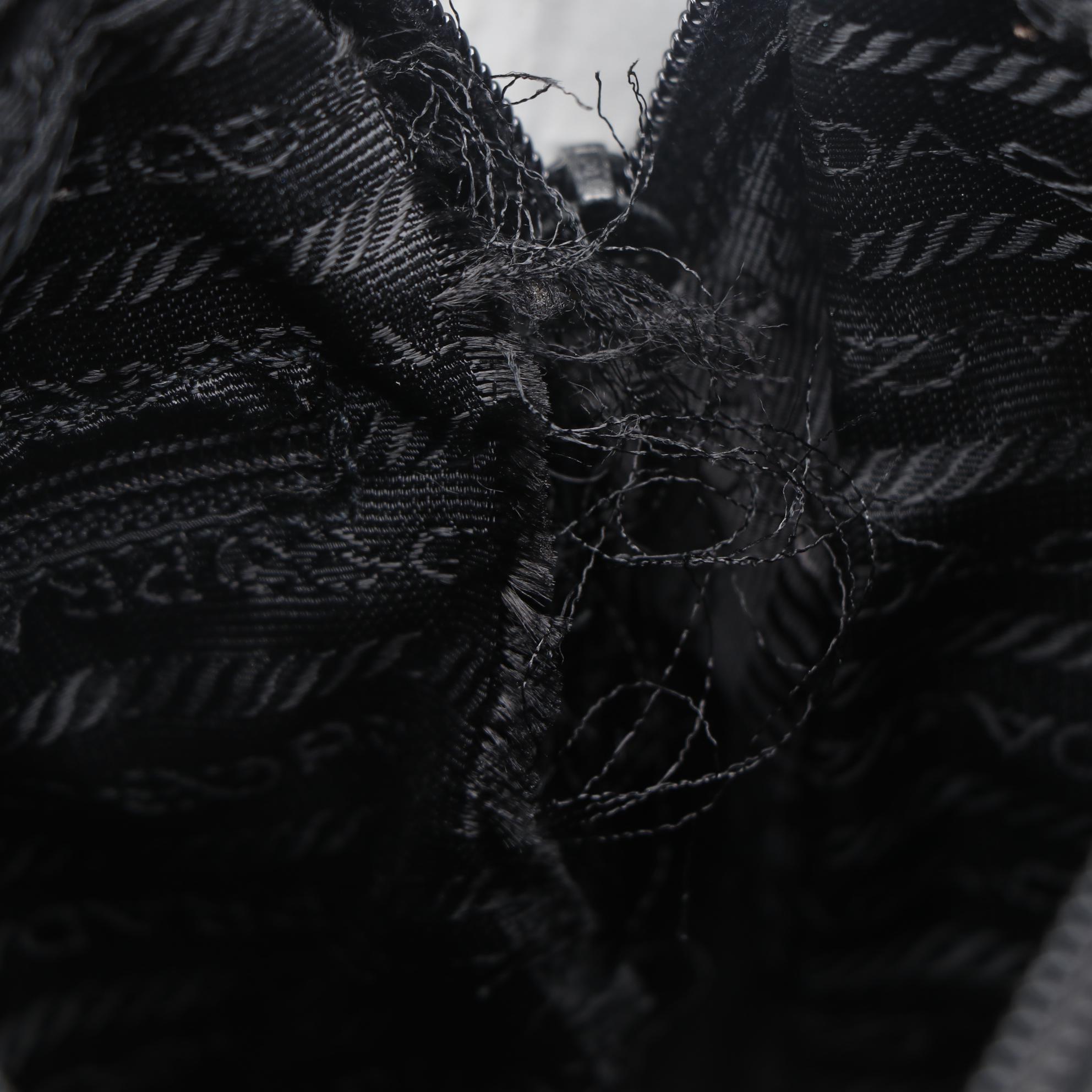 Prada Black Tessuto Front Pocket Camera Crossbody with Leather Trim