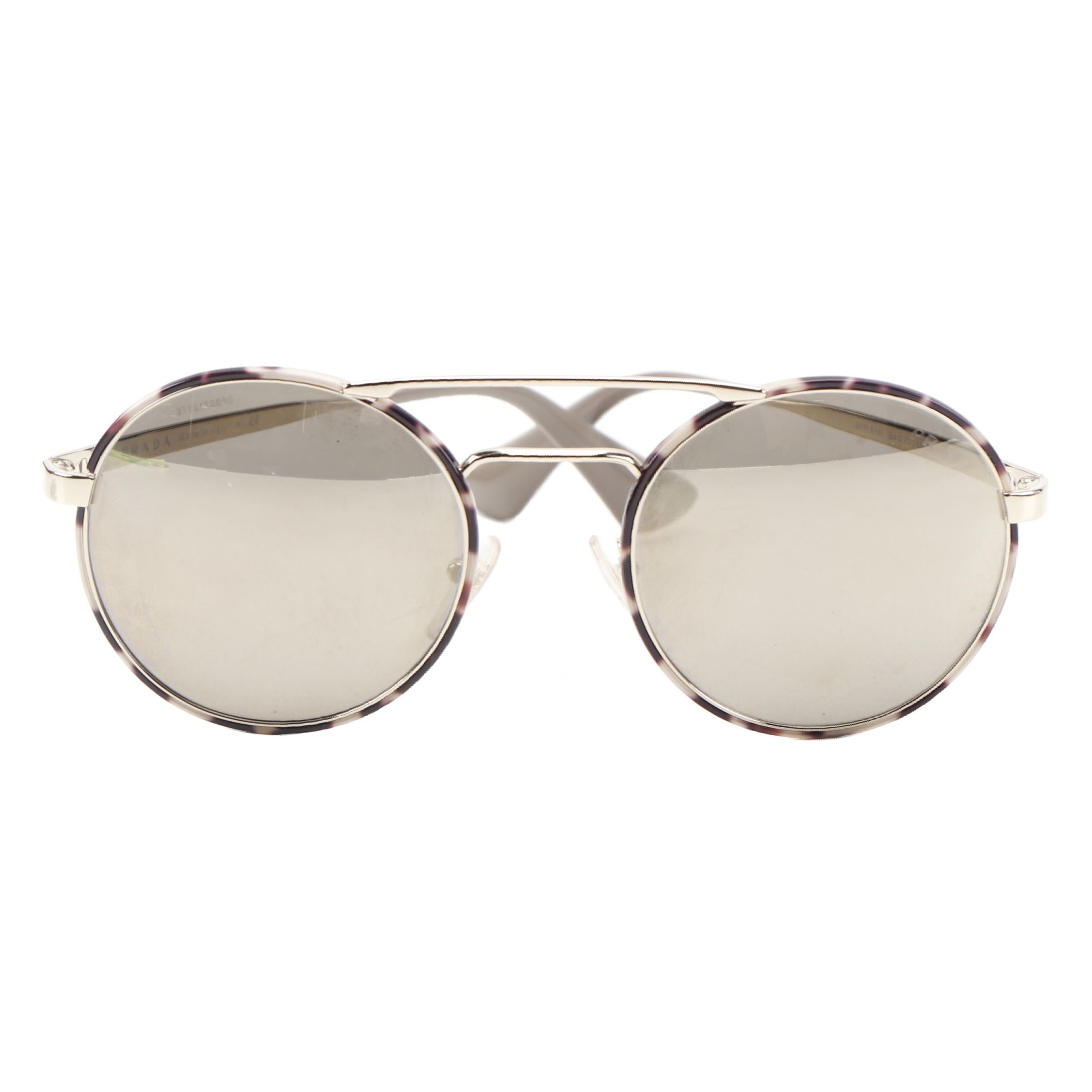 Prada SPR 51S Cream Brown Tortoise Frame and Brown Mirrored Lens Aviators