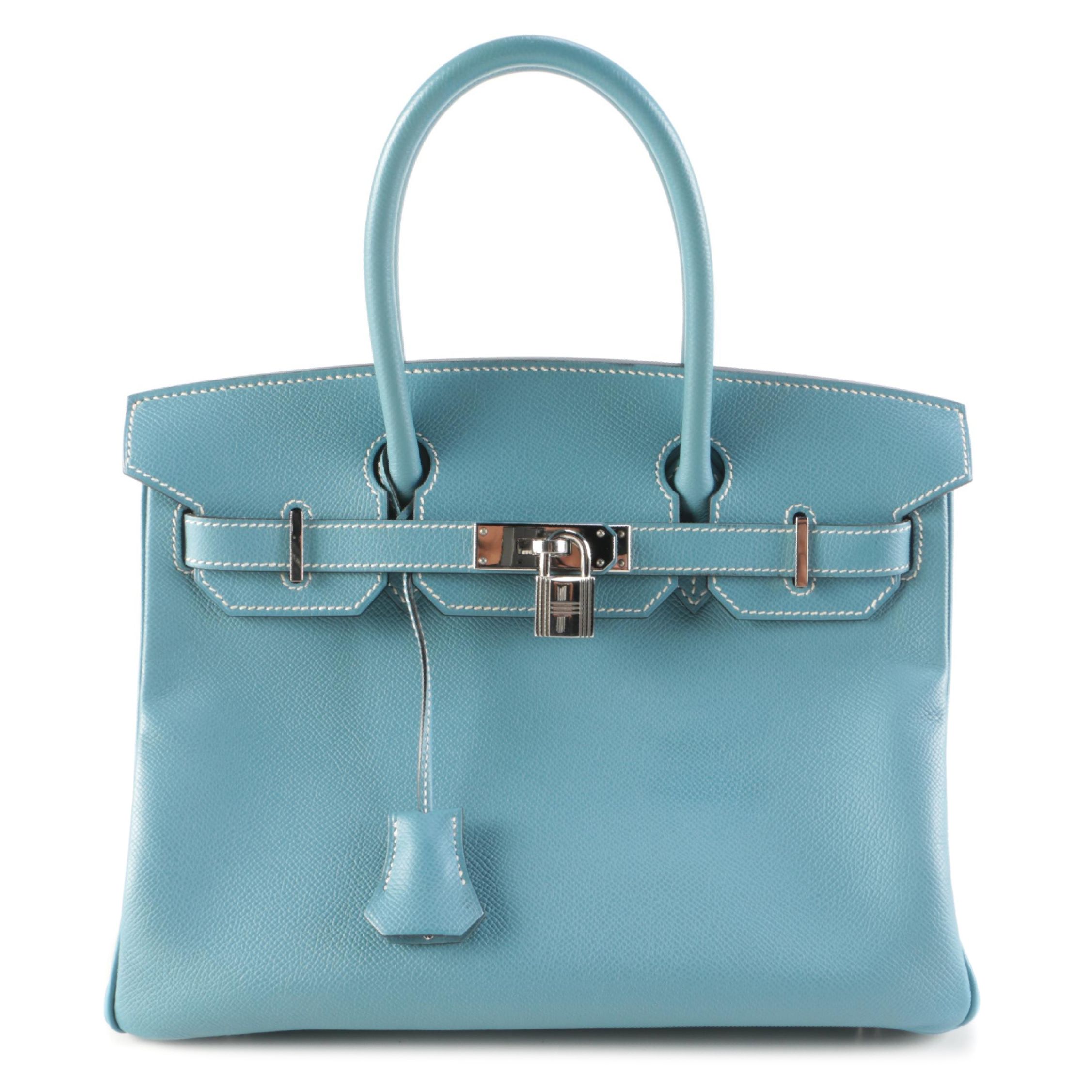 Hermès Birkin 30 Satchel in Bleu Jean Togo Leather
