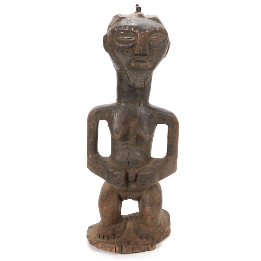 Songye Style Hand-Carved Wooden Figure, Central Africa