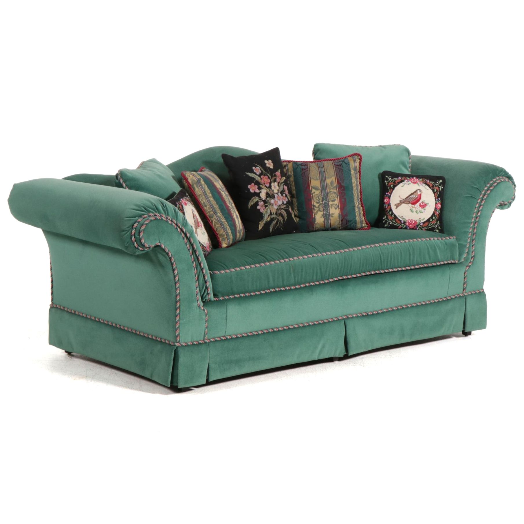 Fairfield Velvet Upholstered Camelback Sofa, Late 20th Century