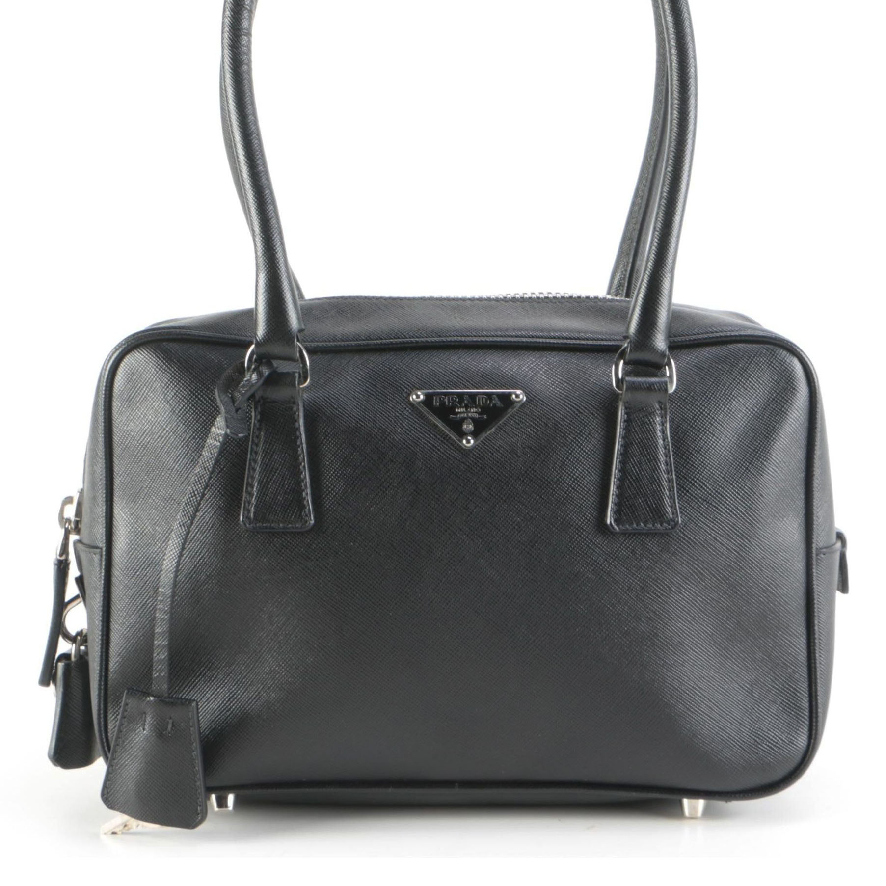 Prada Bauletto Small Black Saffiano Leather Bag