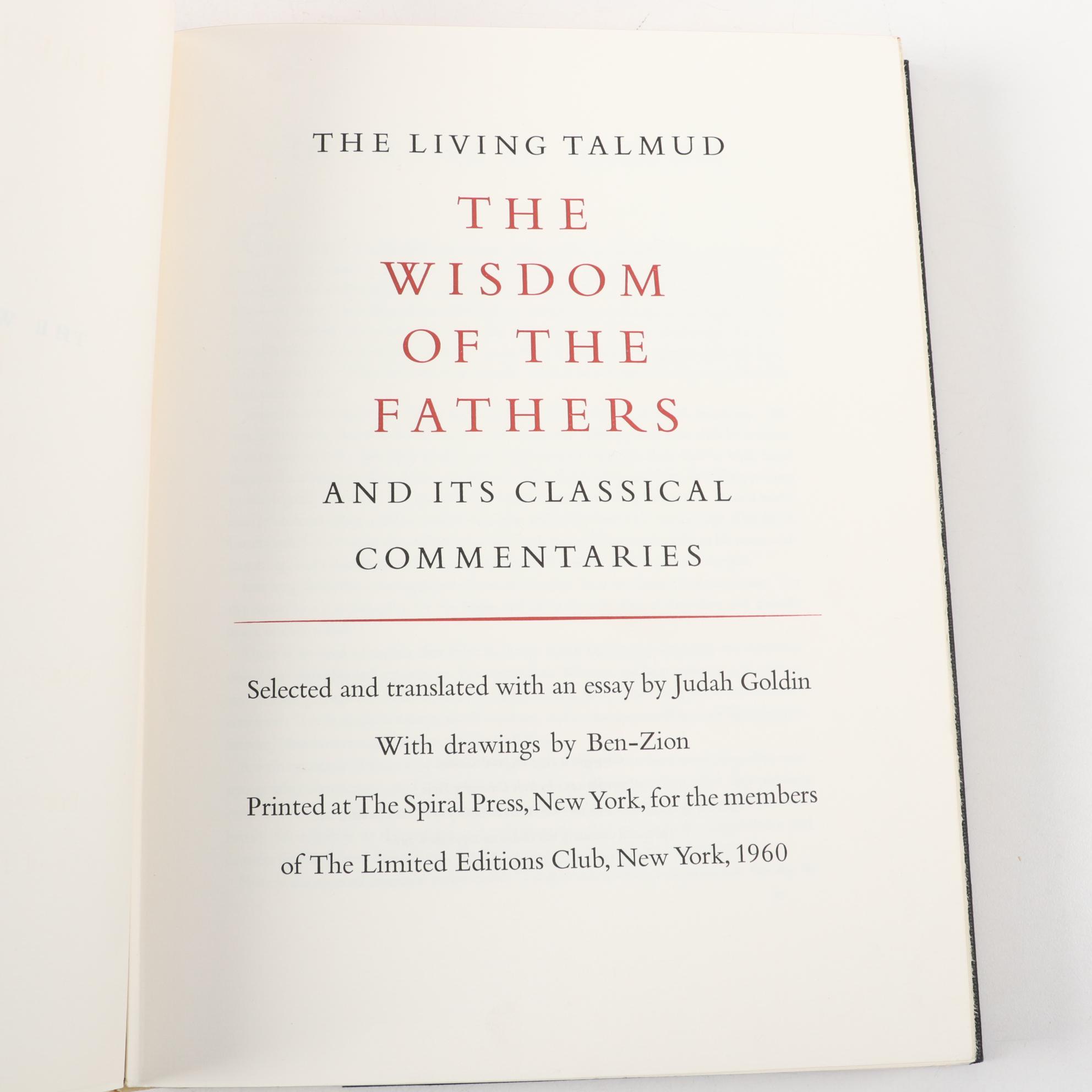 Signed Limited Editions Club "The Living Talmud" Edited by Judah Goldin, 1960