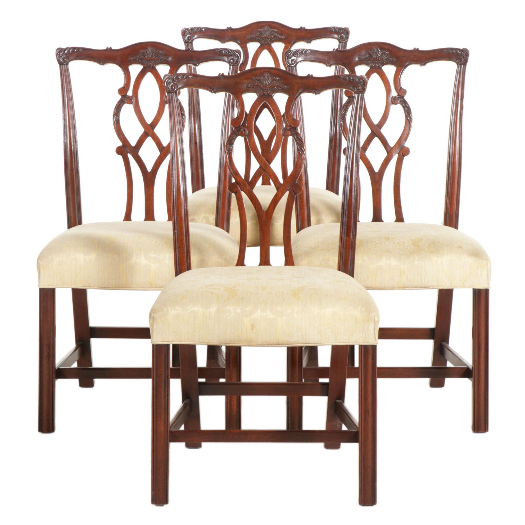 Kindel Mahogany Chippendale Style Dining Chairs, Late 20th Century