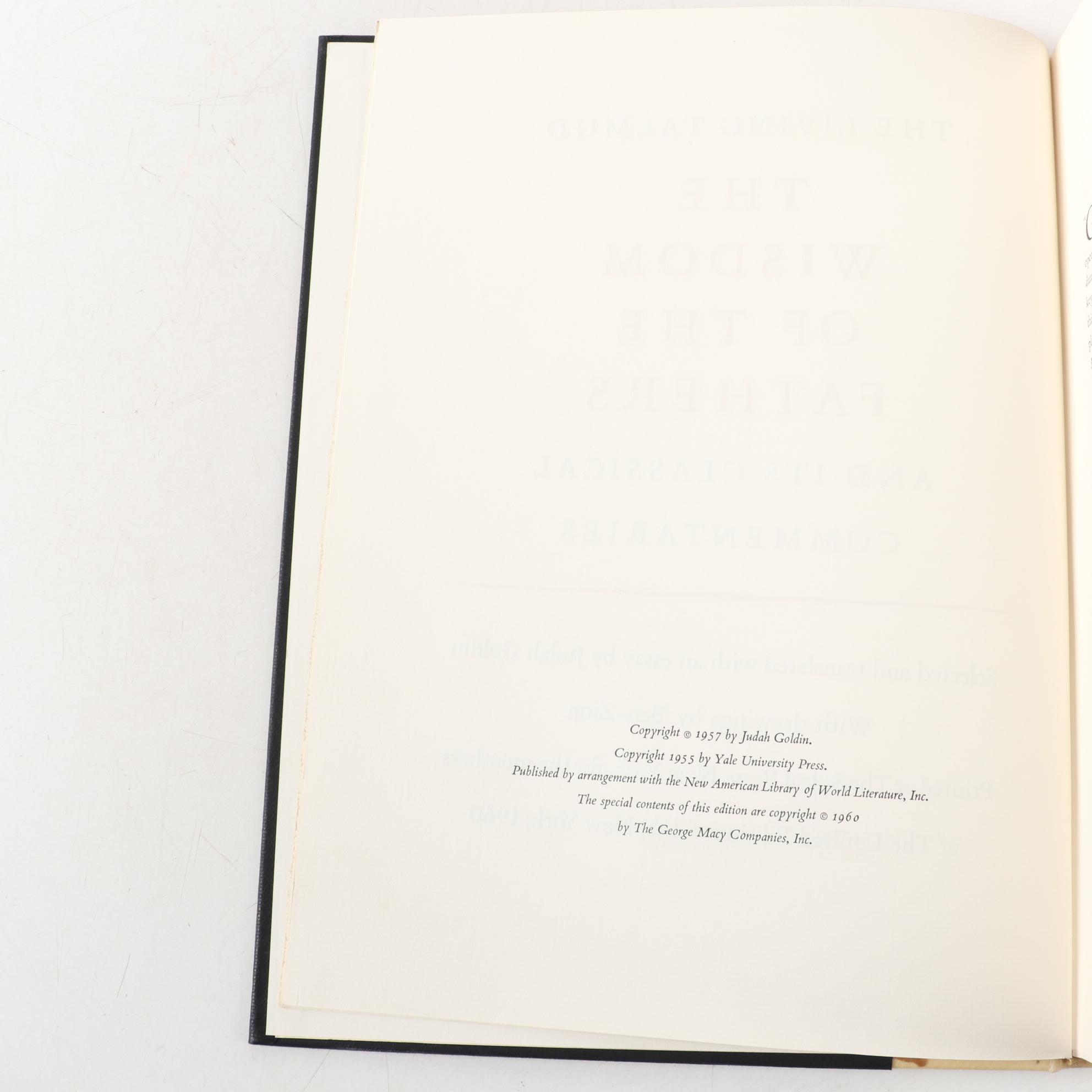 Signed Limited Editions Club "The Living Talmud" Edited by Judah Goldin, 1960