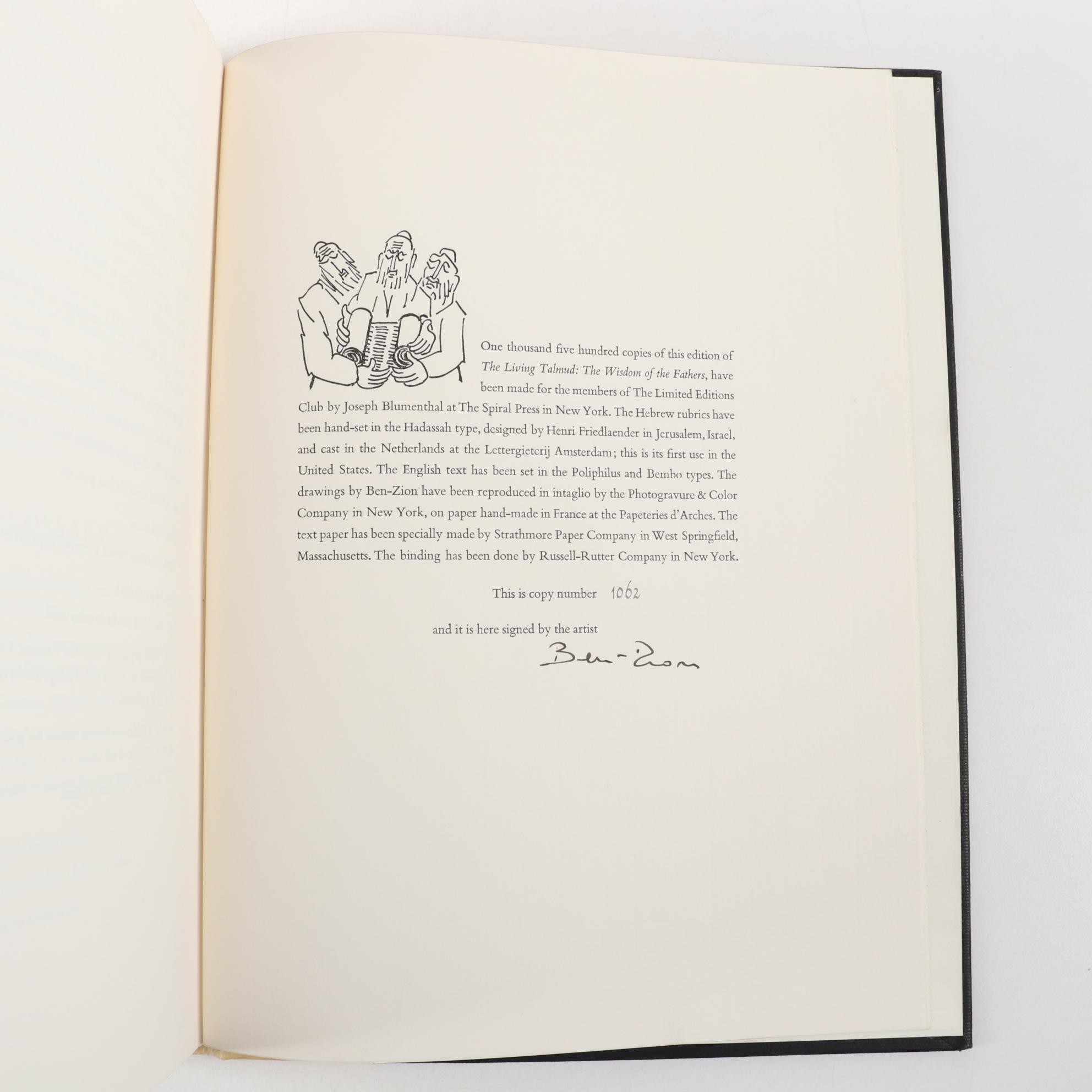 Signed Limited Editions Club "The Living Talmud" Edited by Judah Goldin, 1960