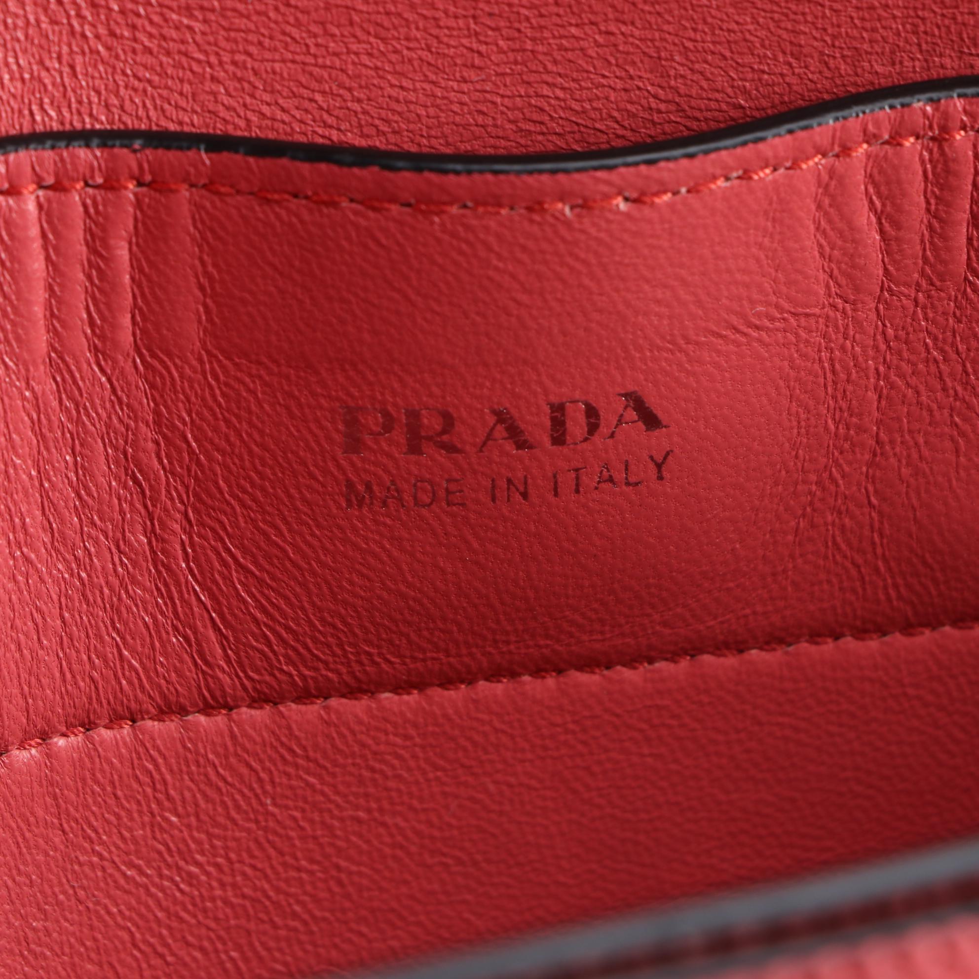 Prada Double Turn Lock Pink Saffiano Leather Chain Strap Purse