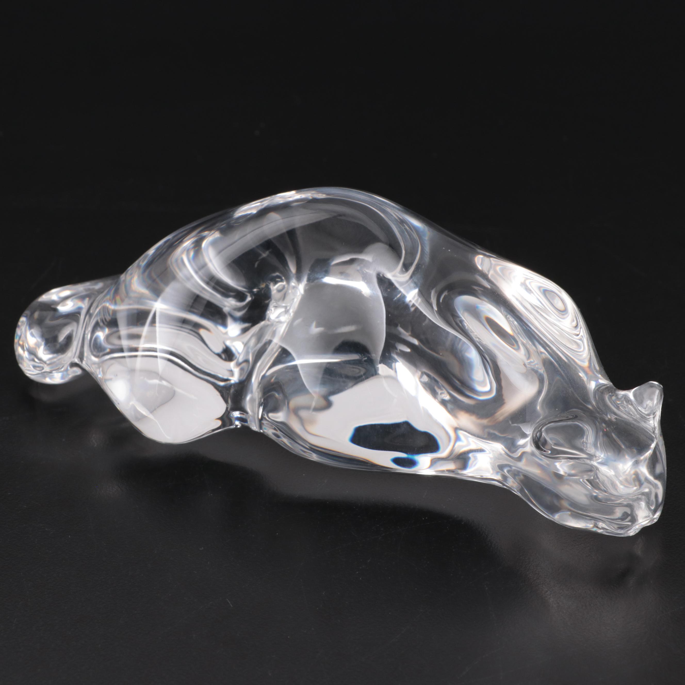 Steuben "Roman Cat" Art Glass Figurine Designed by Susan Smyly, Late 20th C.