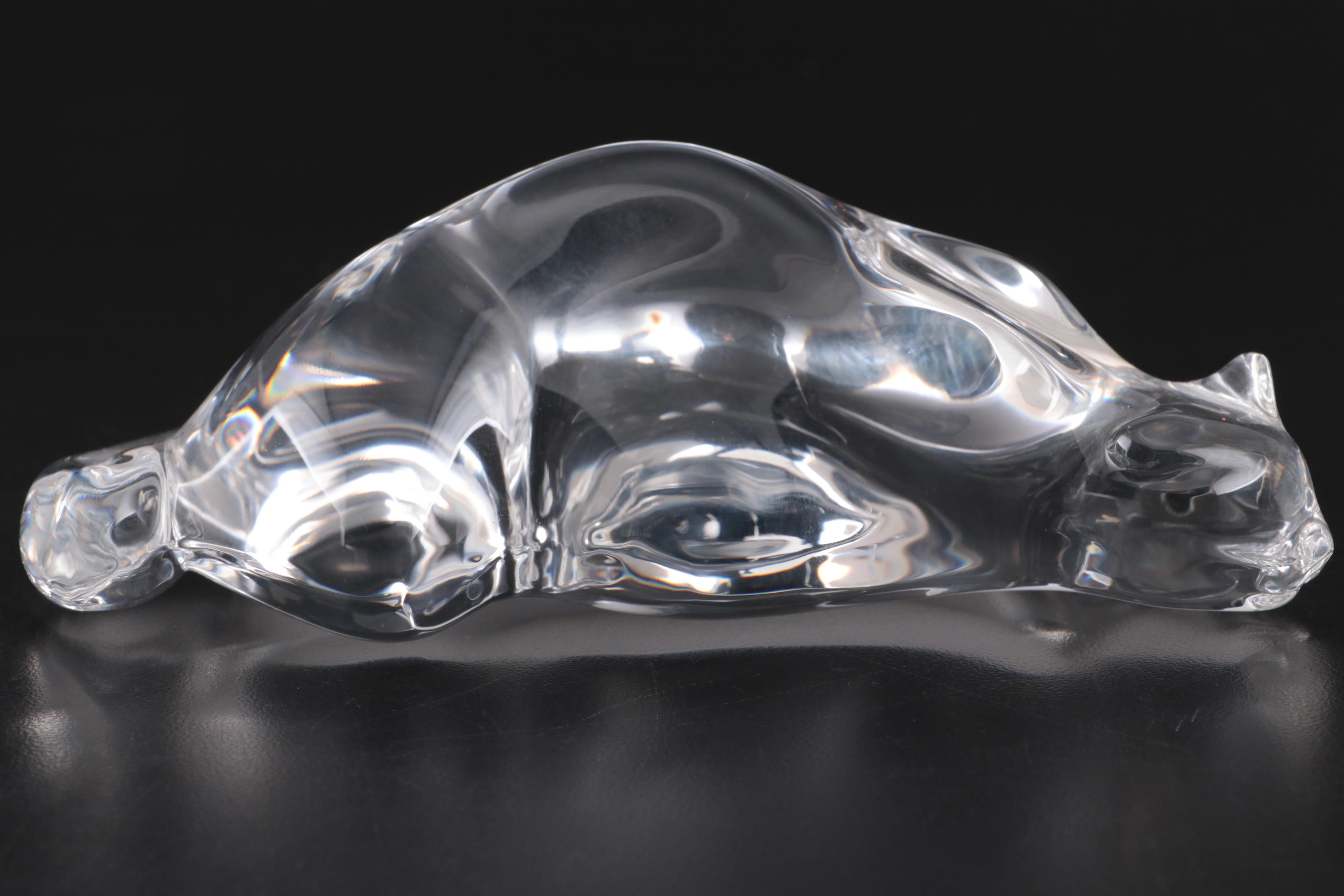 Steuben "Roman Cat" Art Glass Figurine Designed by Susan Smyly, Late 20th C.