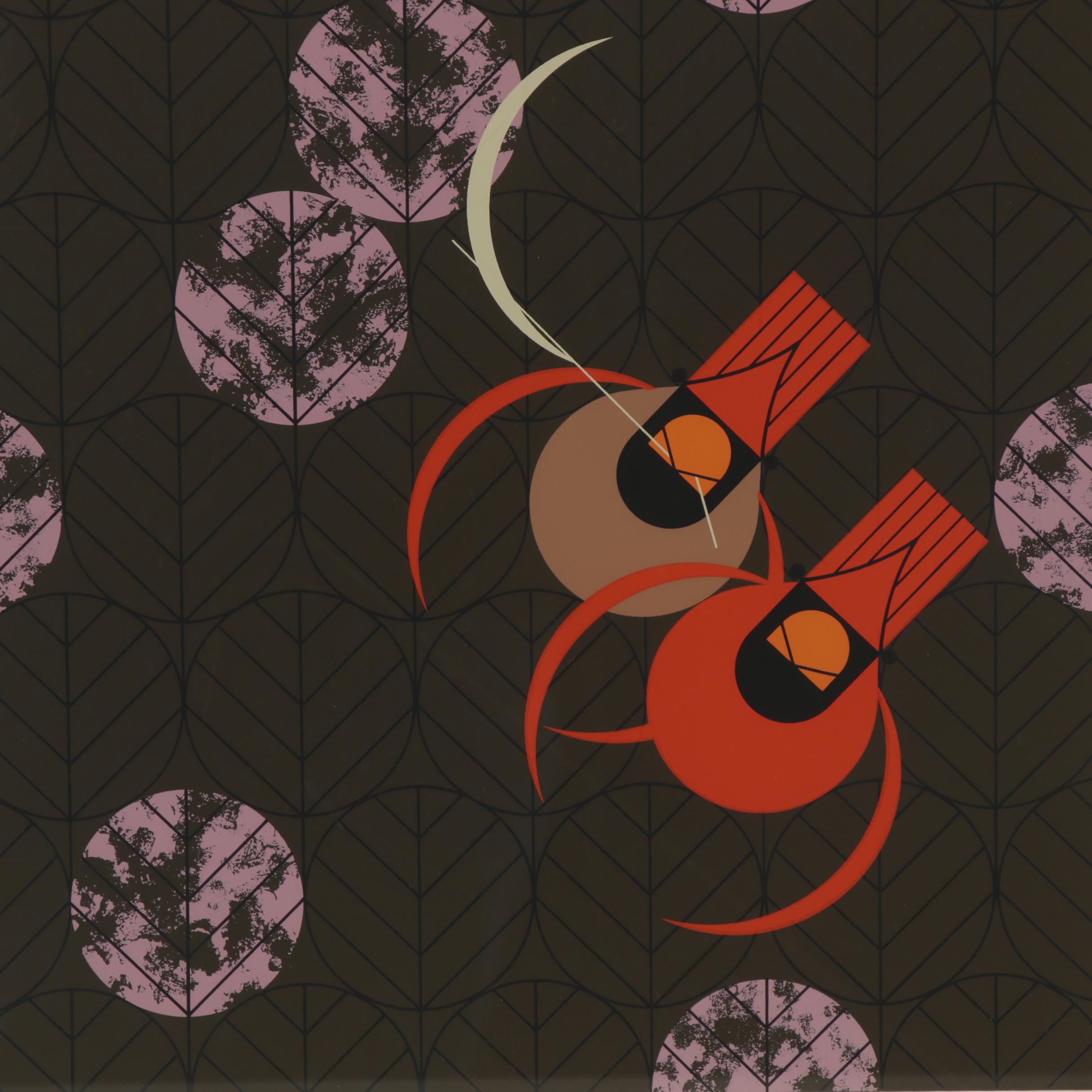 Charley Harper Serigraph "Redbirds and Redbuds," 1980