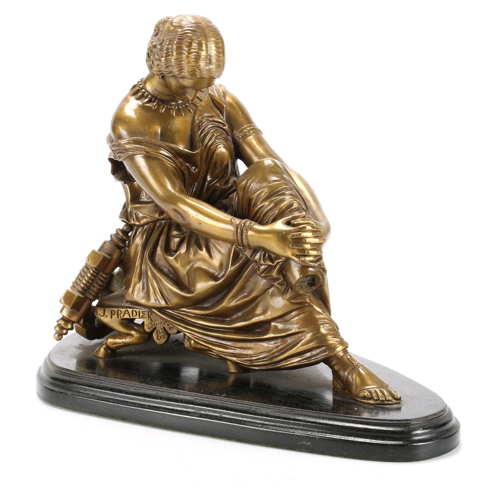 Bronze Sculpture after James Pradier of Seated Sappho, Mid to Late 20th Century